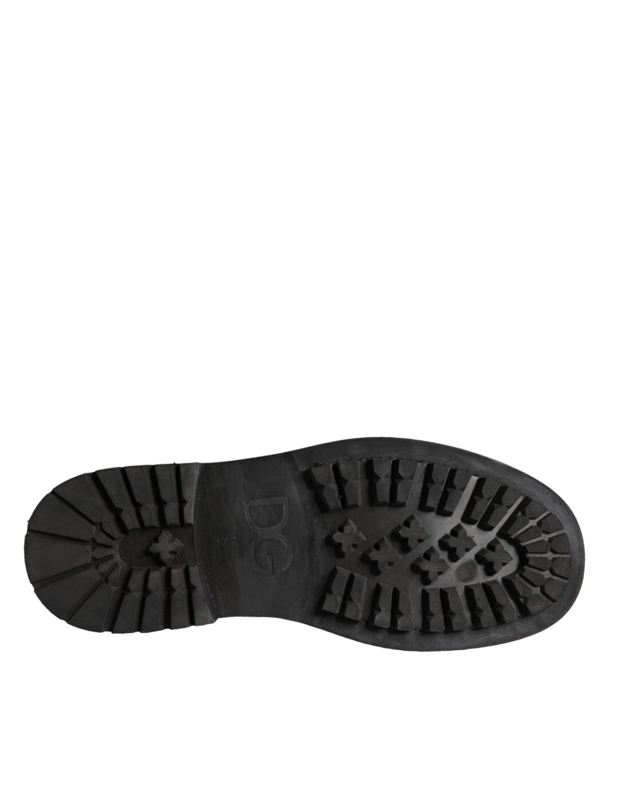 Dolce & Gabbana Black Lace-Up Mid Calf Boots Men's Shoes-7
