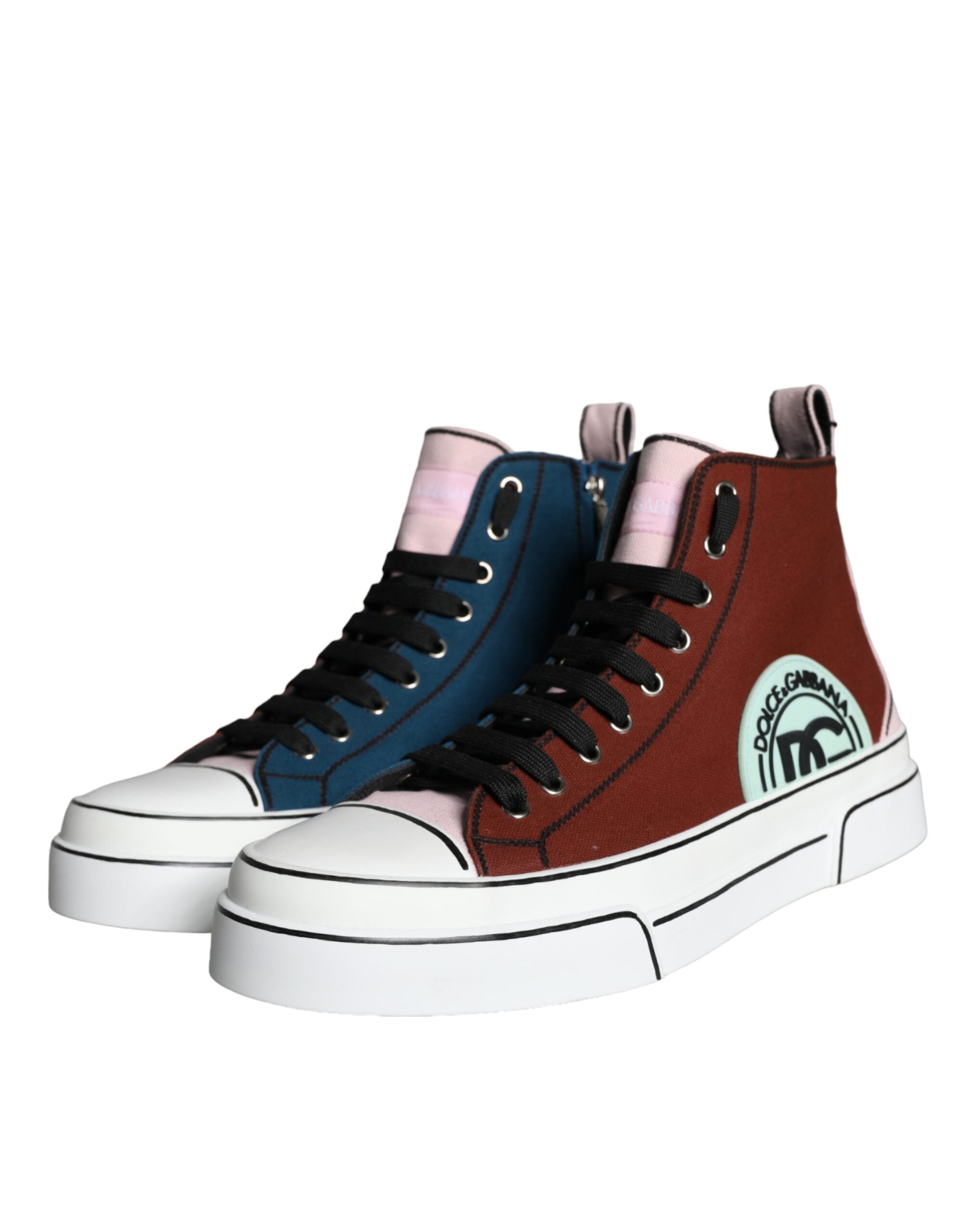 Dolce & Gabbana Multicolor Patchwork High Top Sneaker Shoes-3