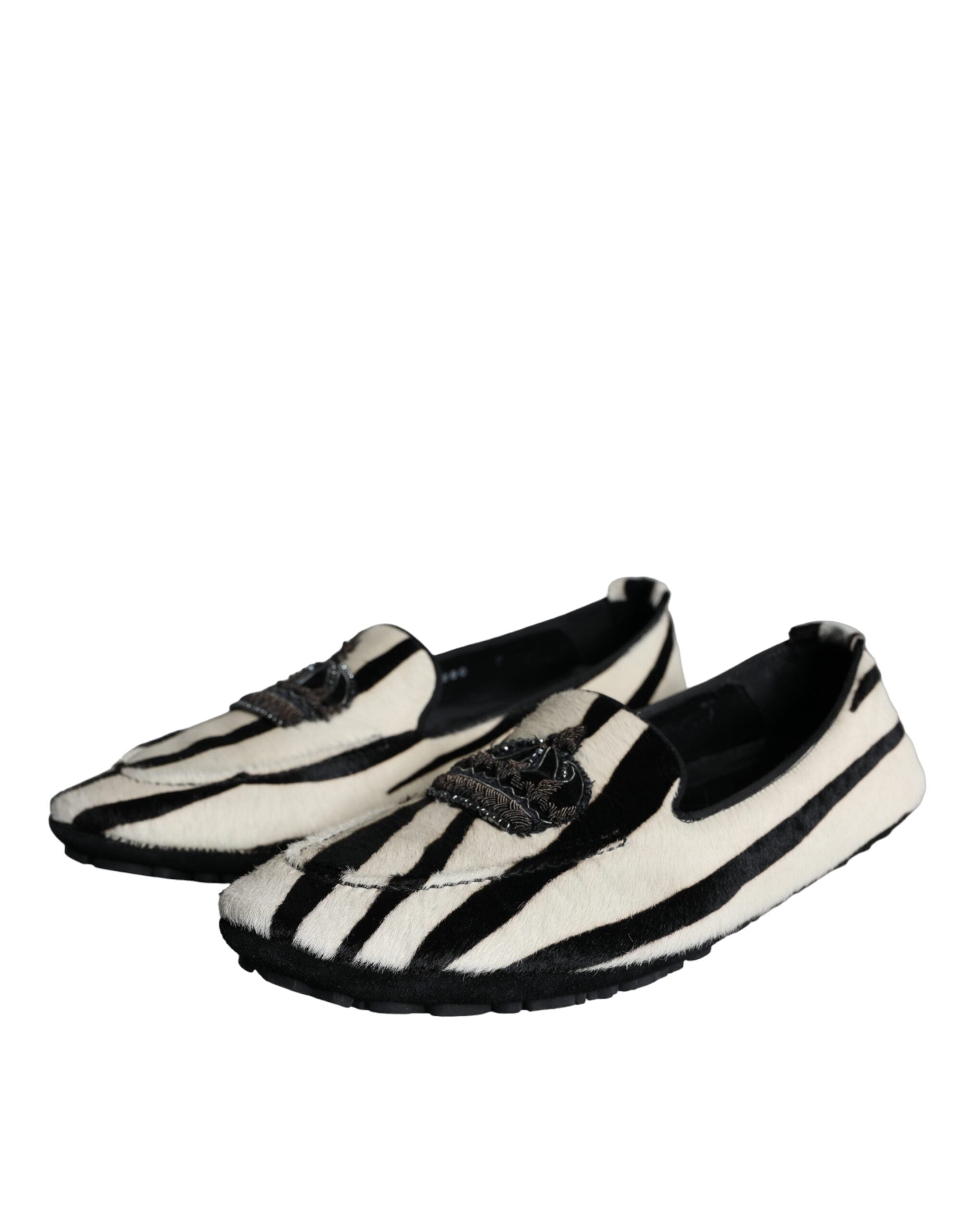 Mocasines sin cordones de piel de becerro en blanco y negro de Dolce & Gabbana para hombre-3