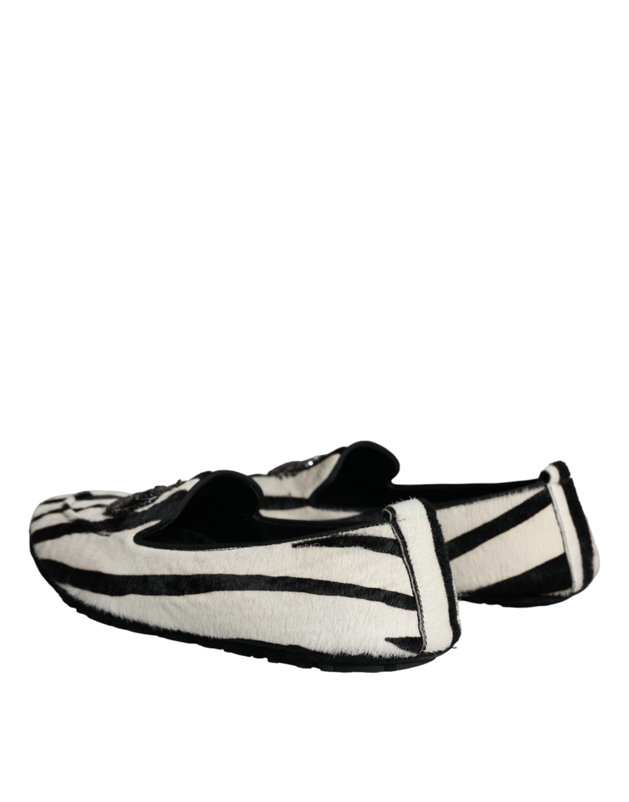 Mocasines sin cordones de piel de becerro en blanco y negro de Dolce & Gabbana para hombre-4