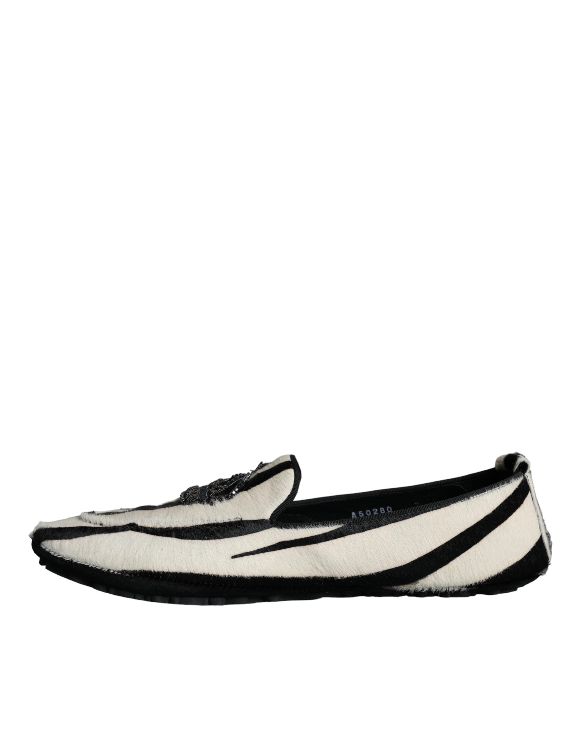 Mocasines sin cordones de piel de becerro en blanco y negro de Dolce & Gabbana para hombre-5