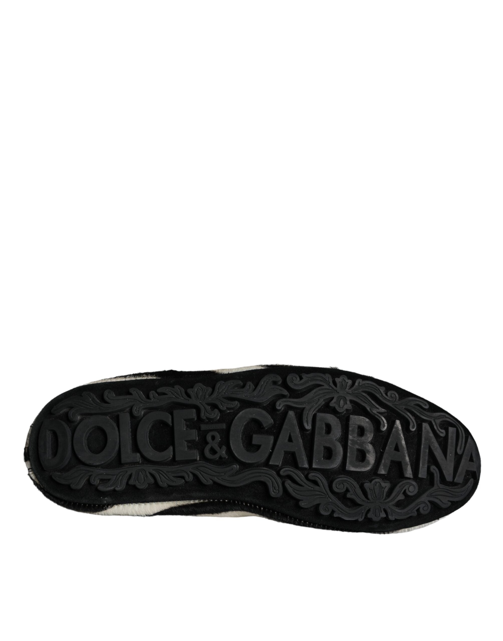 Mocasines sin cordones de piel de becerro en blanco y negro de Dolce & Gabbana para hombre-6