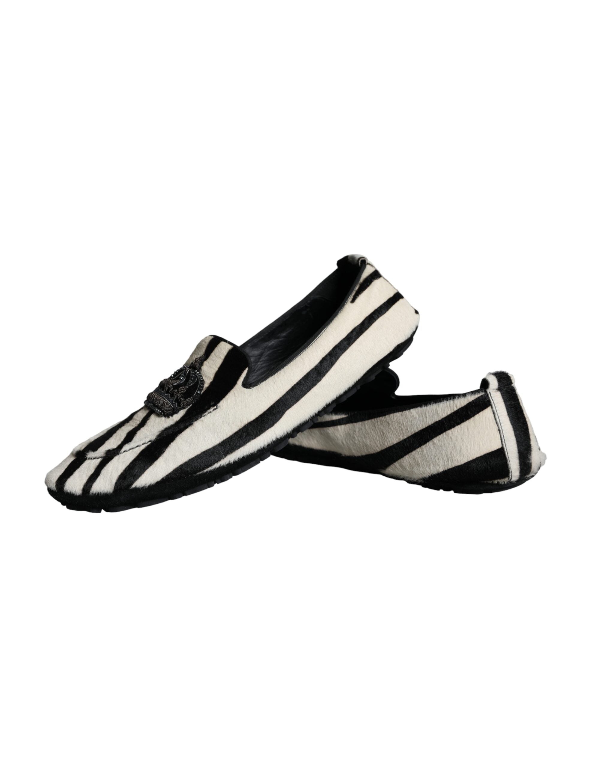 Mocasines sin cordones de piel de becerro en blanco y negro de Dolce & Gabbana para hombre-7