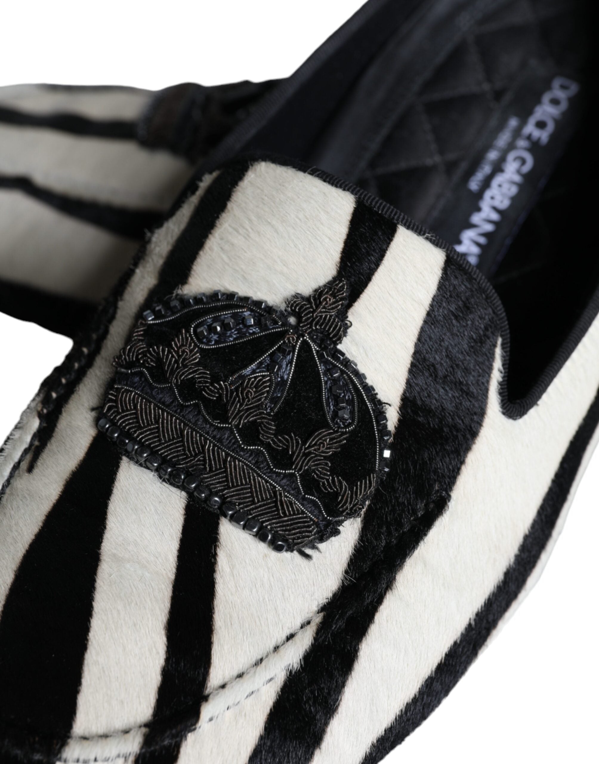 Mocasines sin cordones de piel de becerro en blanco y negro de Dolce & Gabbana para hombre-8