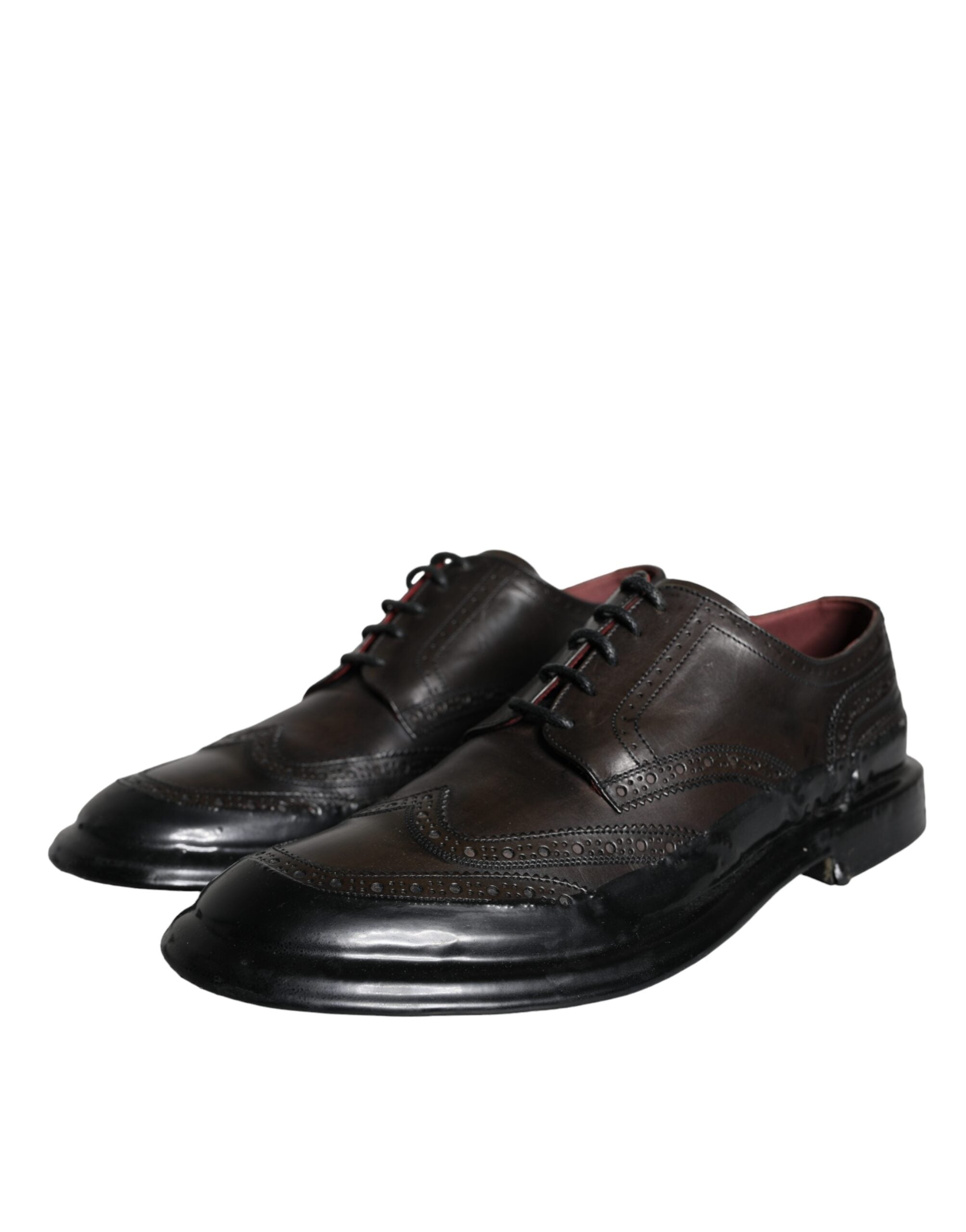 Dolce & Gabbana Schwarzes Leder Oxford Wingtip Formale Männer Schuhe-2