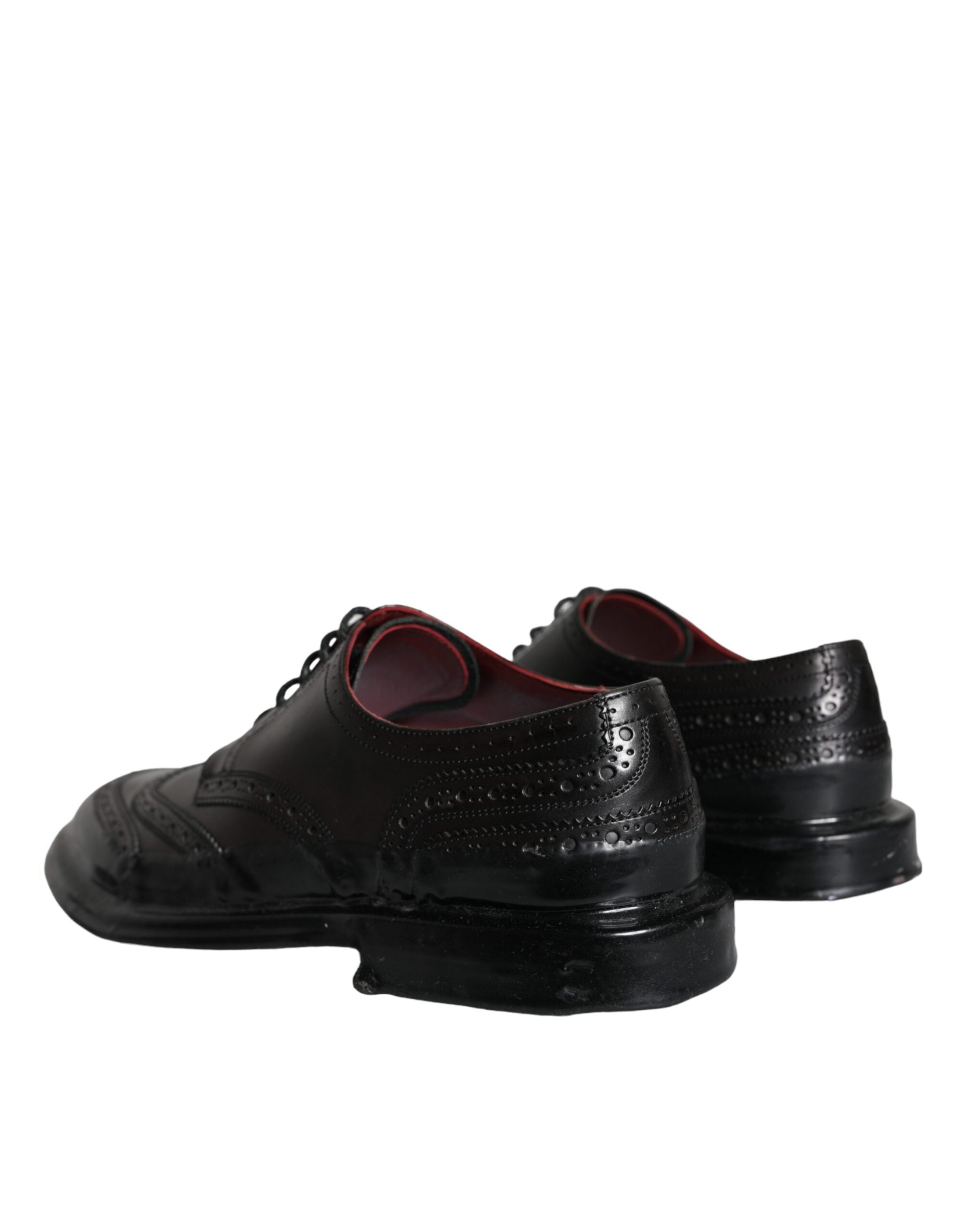 Dolce & Gabbana Schwarzes Leder Oxford Wingtip Formale Männer Schuhe-3