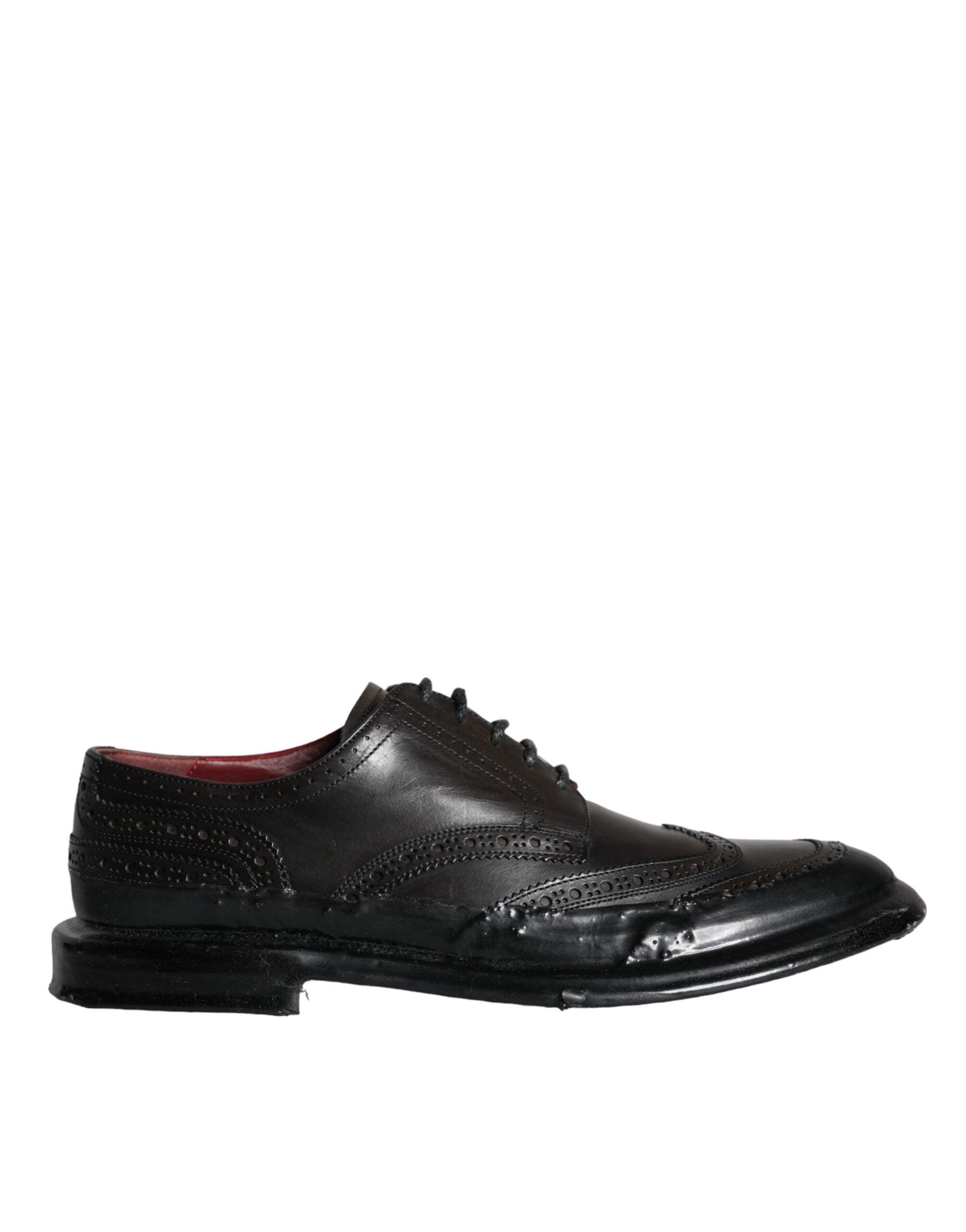 Dolce & Gabbana Schwarzes Leder Oxford Wingtip Formale Männer Schuhe-4