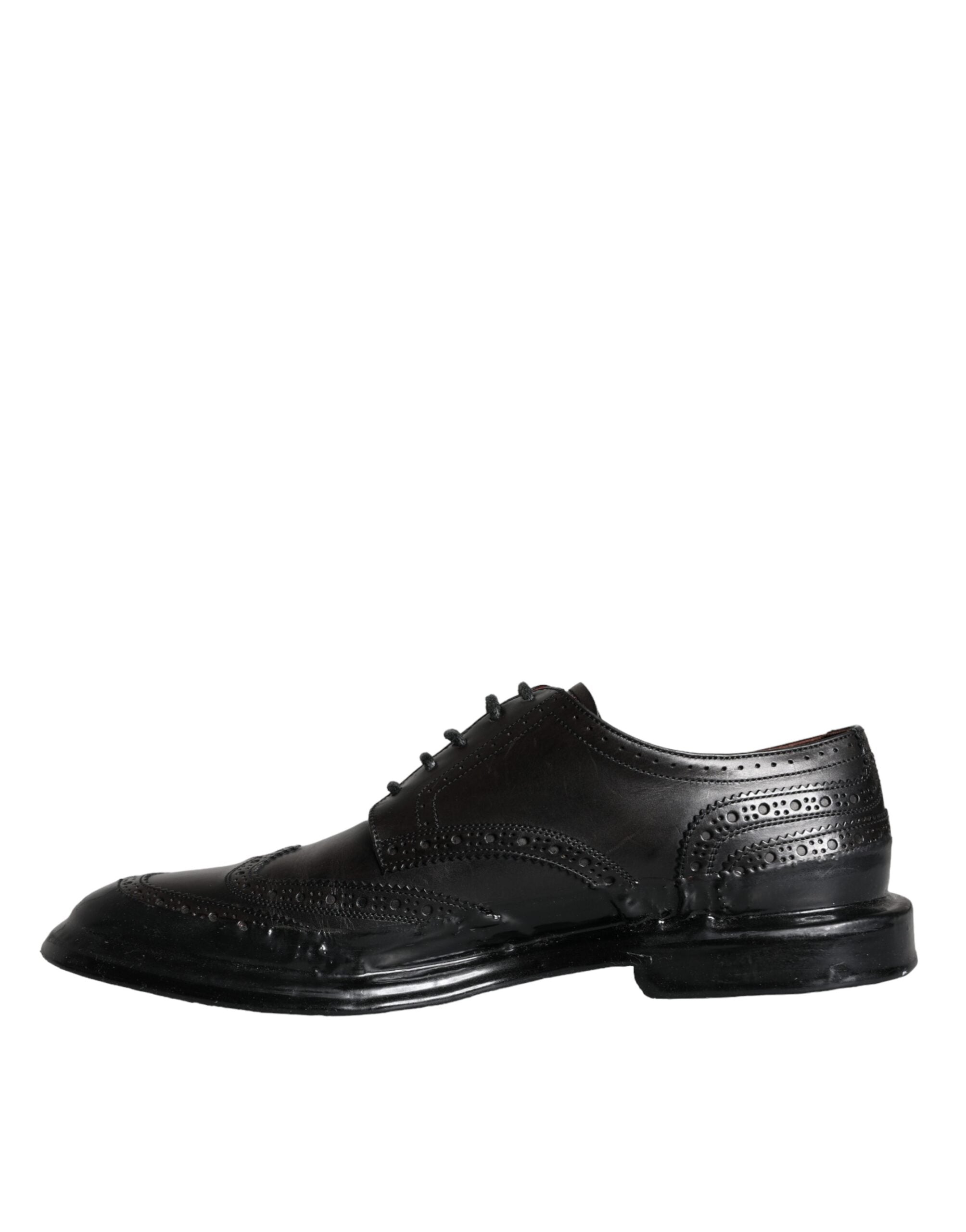 Dolce & Gabbana Schwarzes Leder Oxford Wingtip Formale Männer Schuhe-5