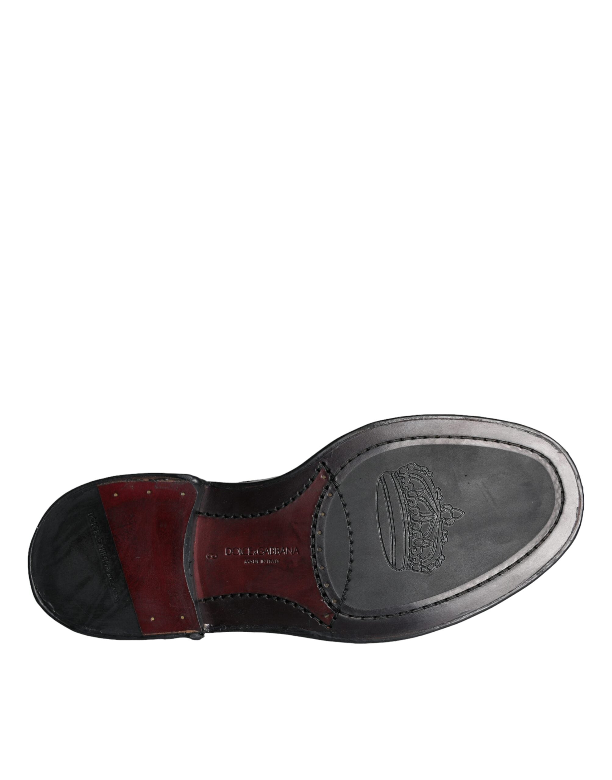 Dolce & Gabbana Schwarzes Leder Oxford Wingtip Formale Männer Schuhe-6