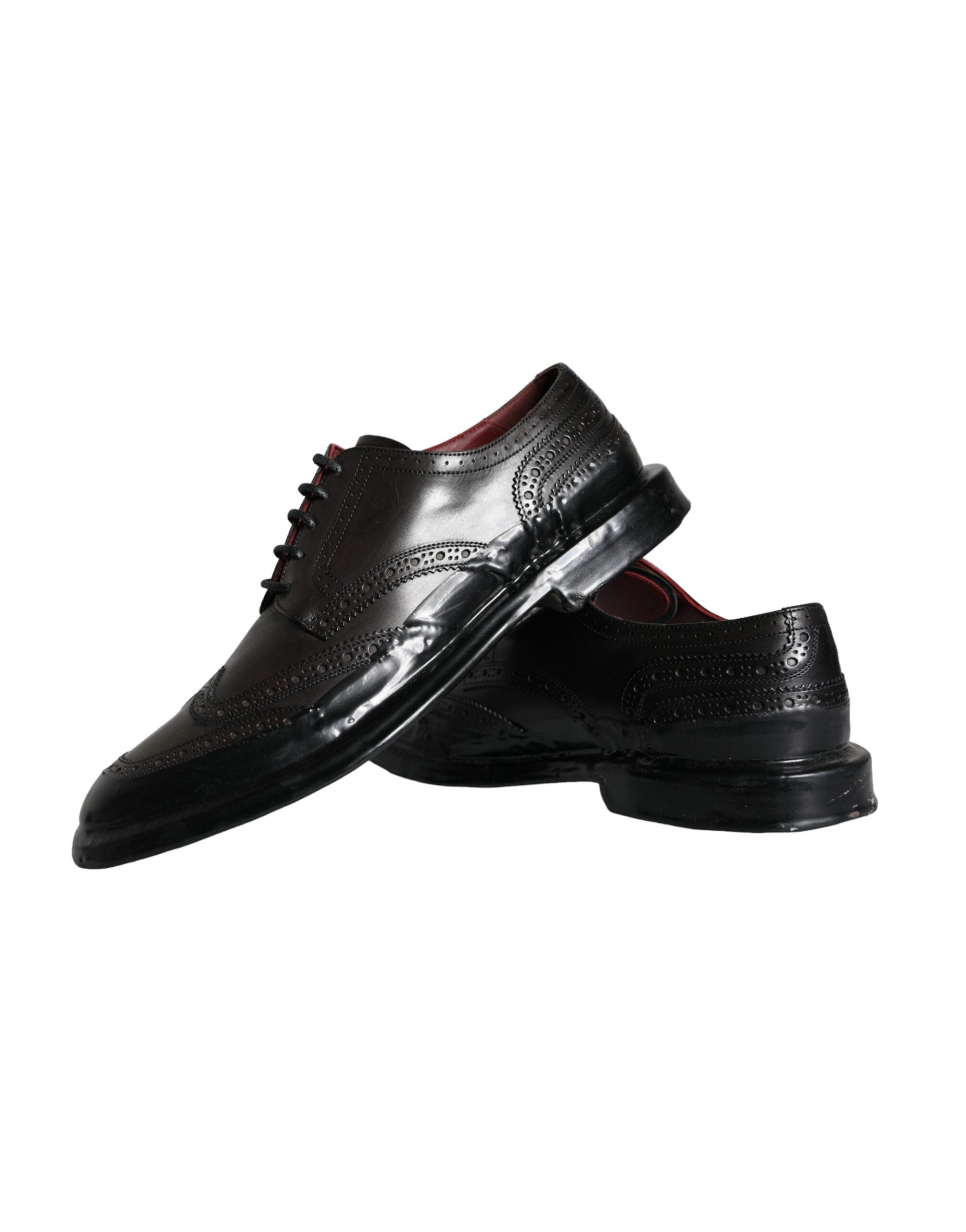 Dolce & Gabbana Schwarzes Leder Oxford Wingtip Formale Männer Schuhe-7