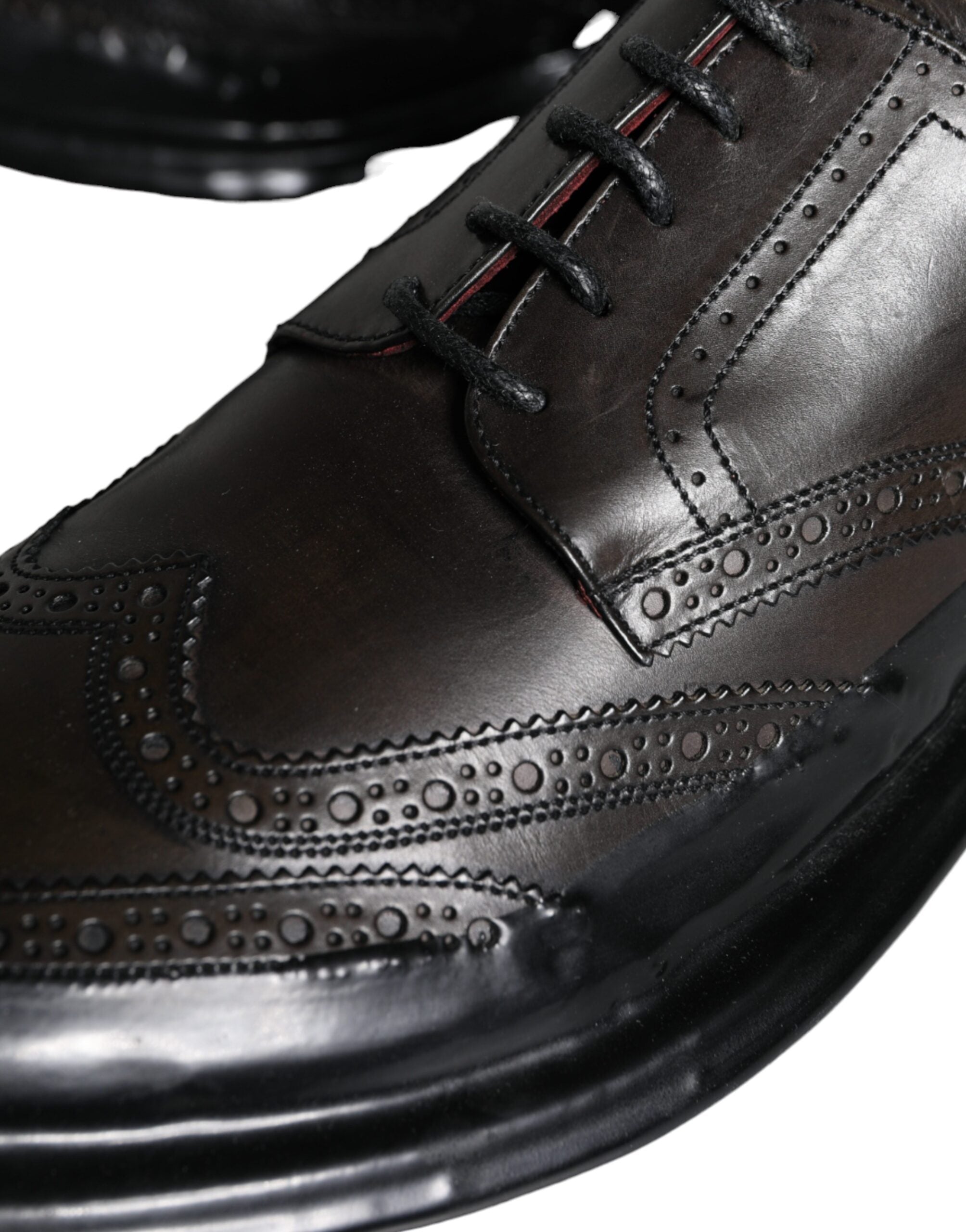 Dolce & Gabbana Schwarzes Leder Oxford Wingtip Formale Männer Schuhe-8