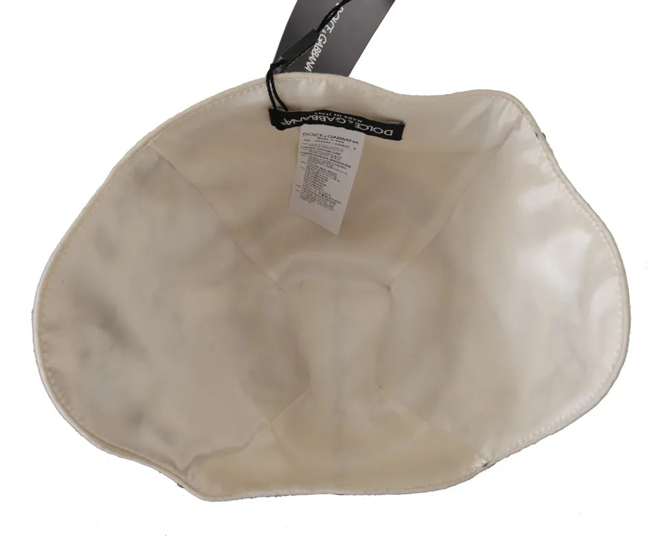 Sombrero con broche de camafeo bordado de lana blanca y negra de Dolce & Gabbana-3