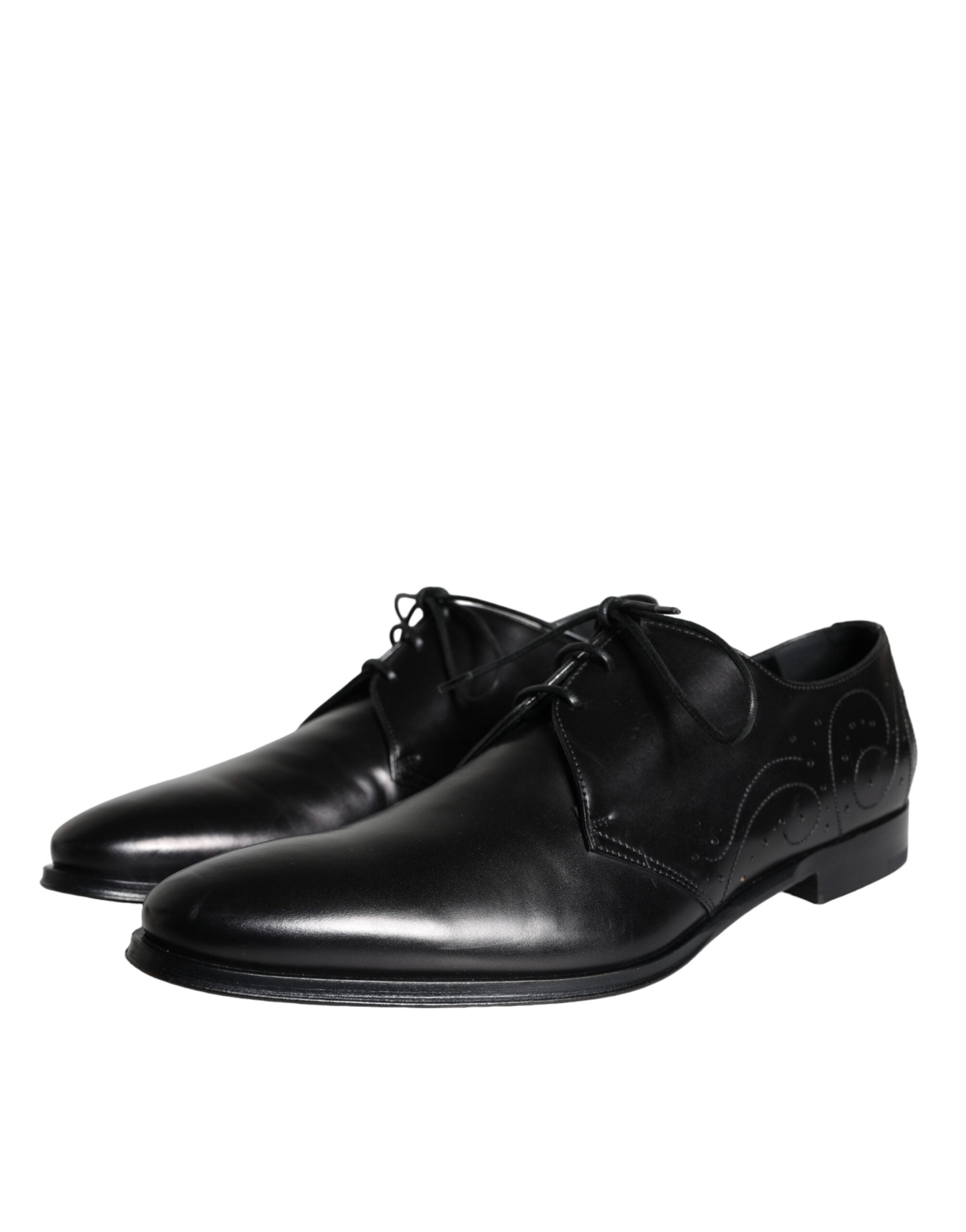 Dolce & Gabbana Black Calf Leather Derby Men's Dress Shoes-3