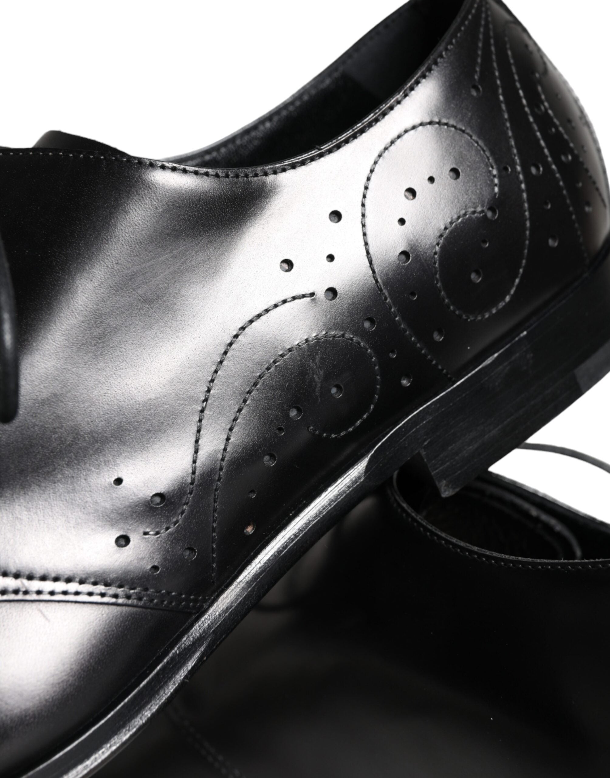 Dolce & Gabbana Black Calf Leather Derby Men's Dress Shoes-8