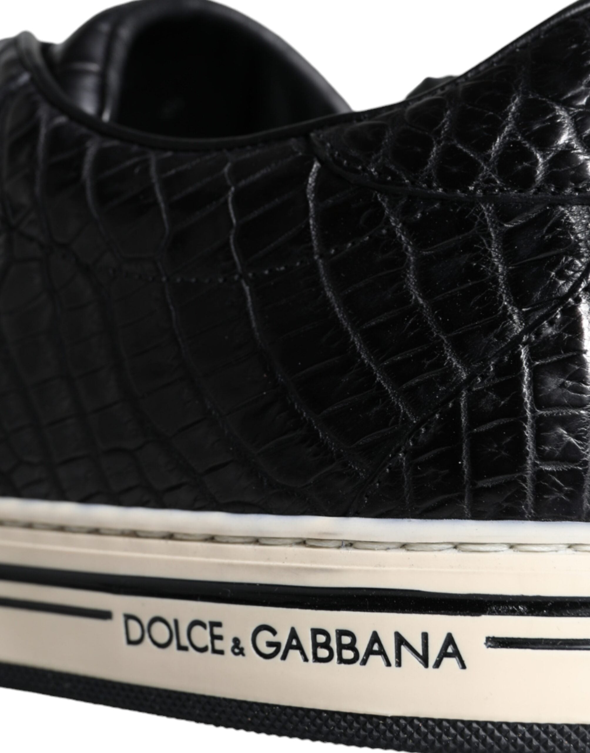 Dolce & Gabbana Schwarz Leder Männer Low Top Turnschuhe Schuhe-5