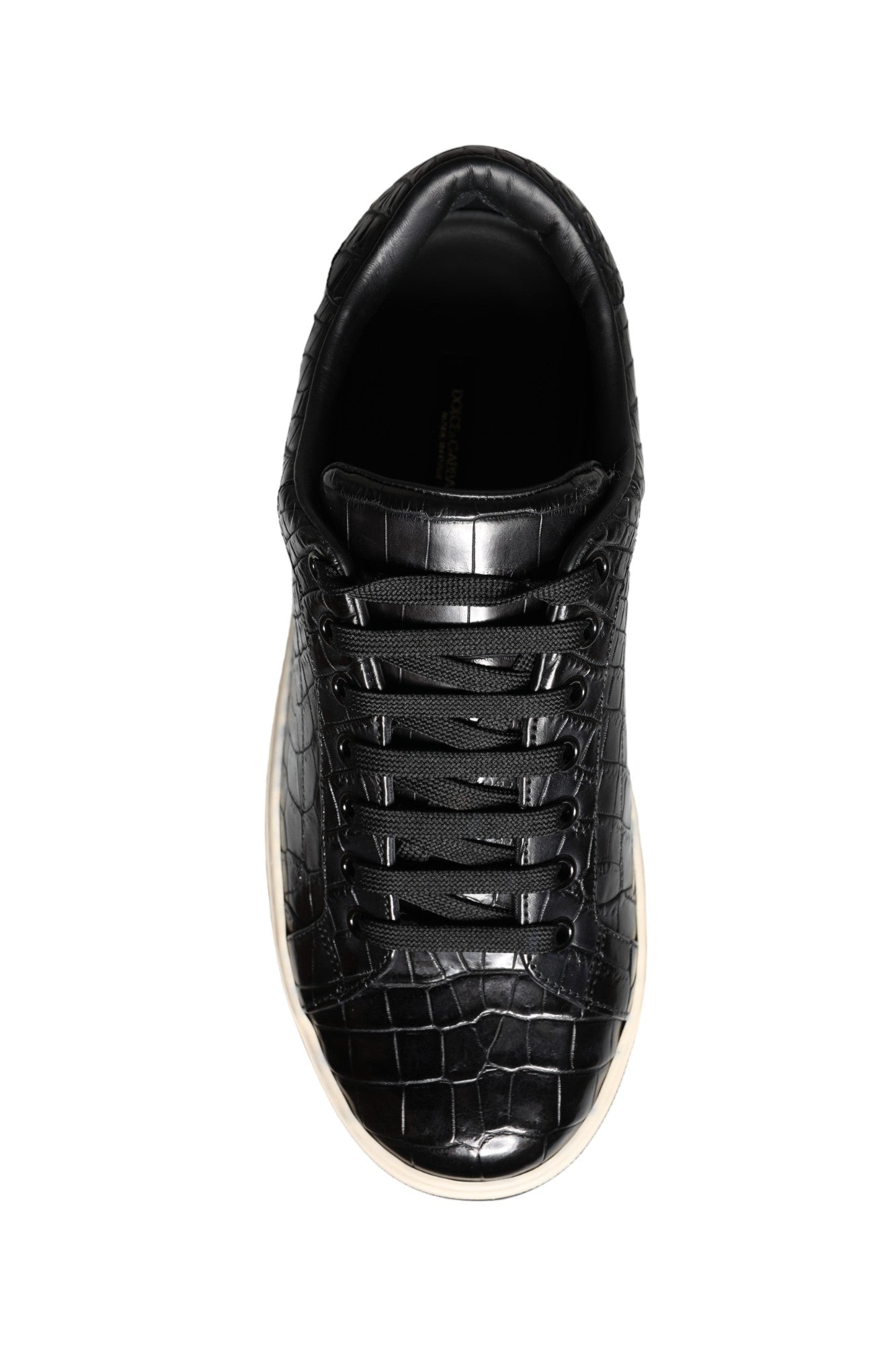 Dolce & Gabbana Schwarz Leder Männer Low Top Turnschuhe Schuhe-8