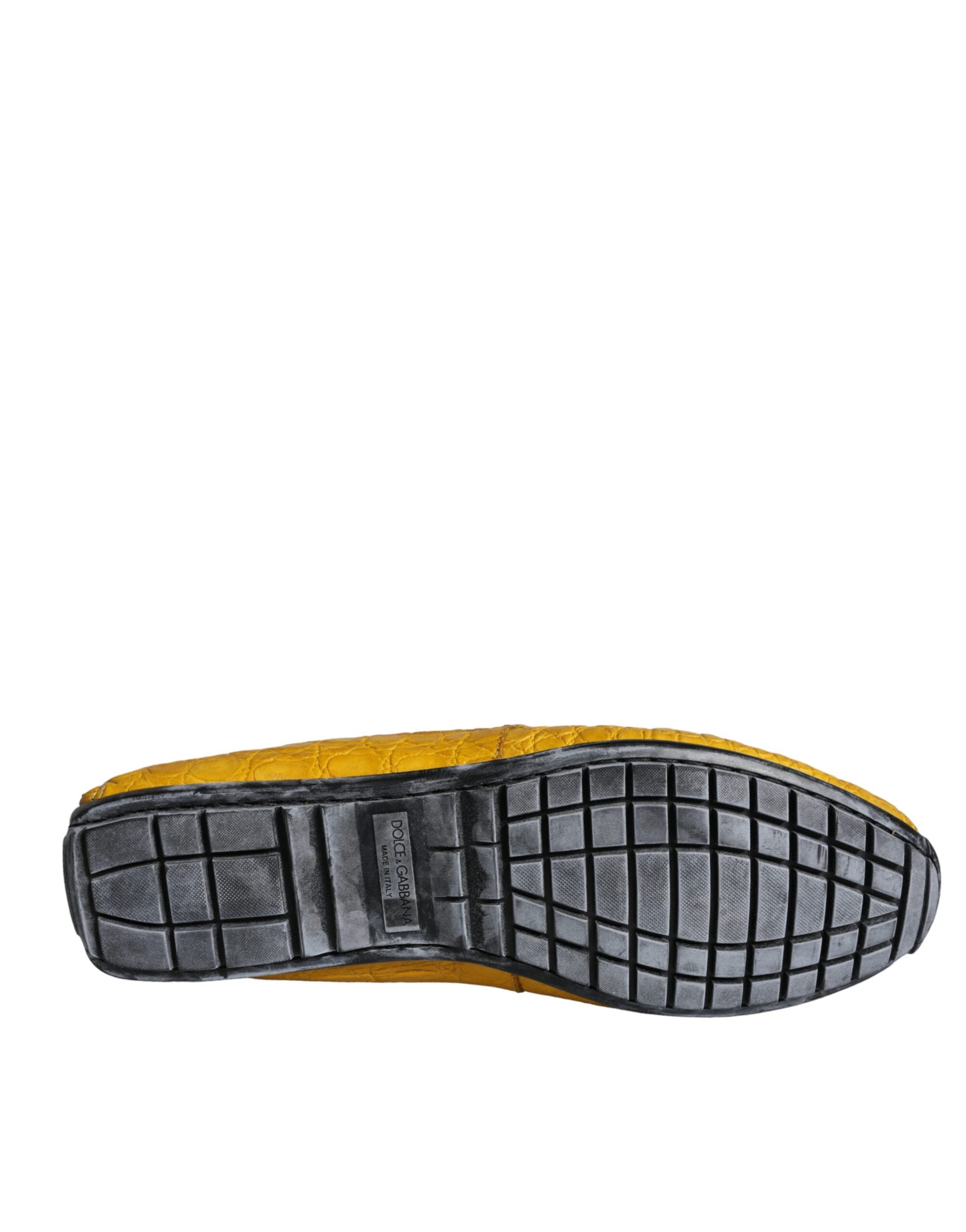 Dolce & Gabbana Yellow Leather Slip Moccasin Loafers Shoes-6