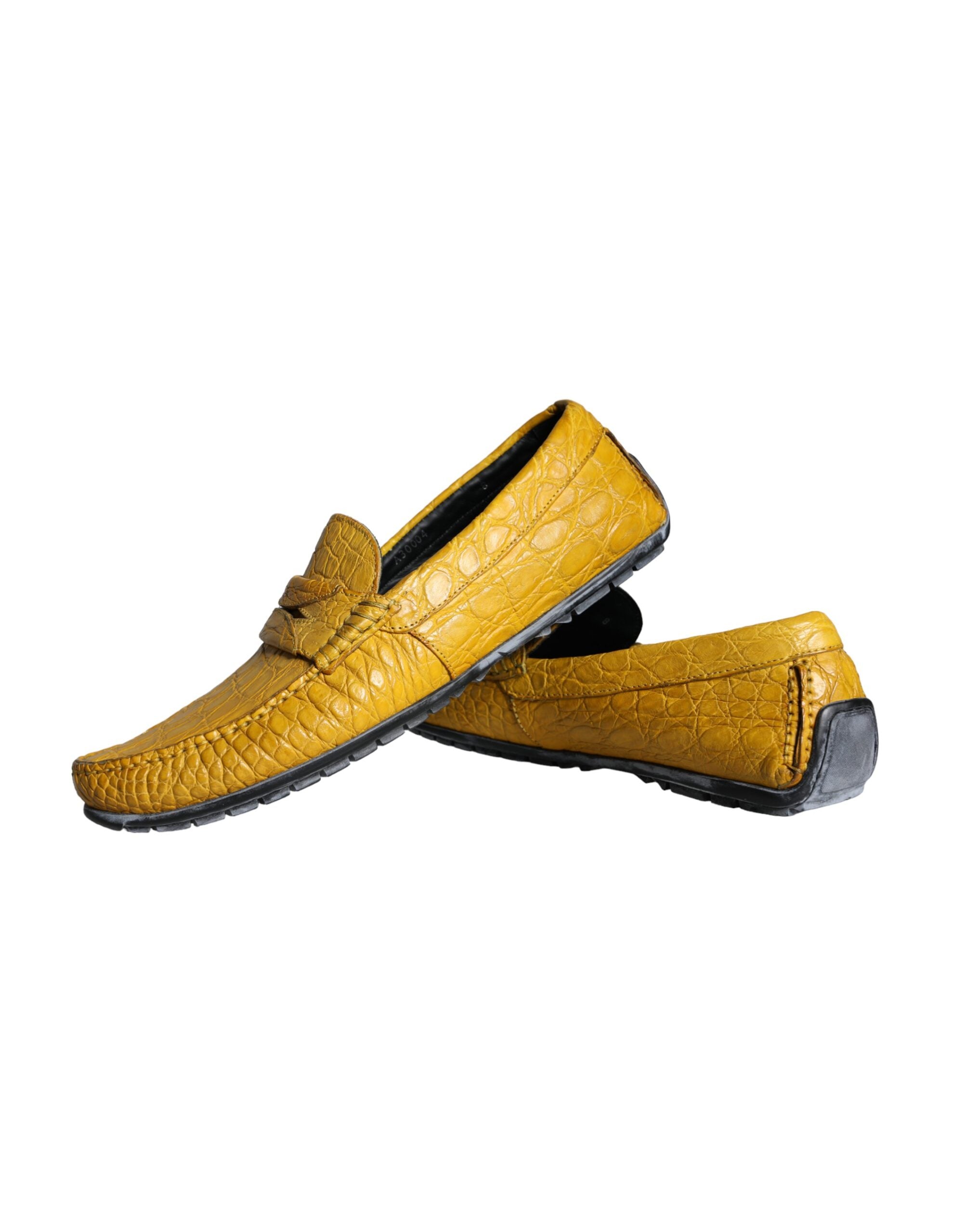 Dolce & Gabbana Yellow Leather Slip Moccasin Loafers Shoes-7