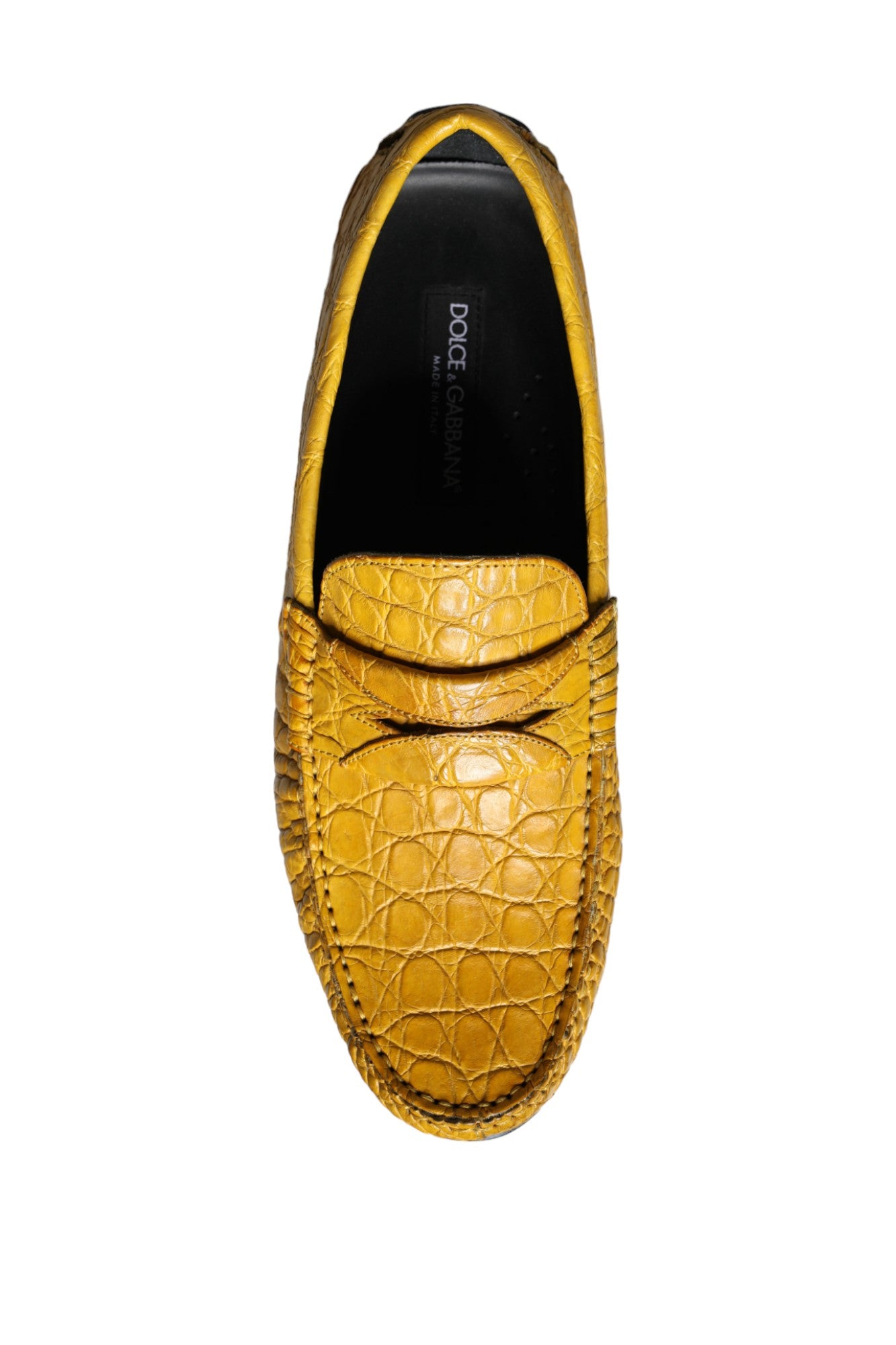 Dolce & Gabbana Yellow Leather Slip Moccasin Loafers Shoes-8