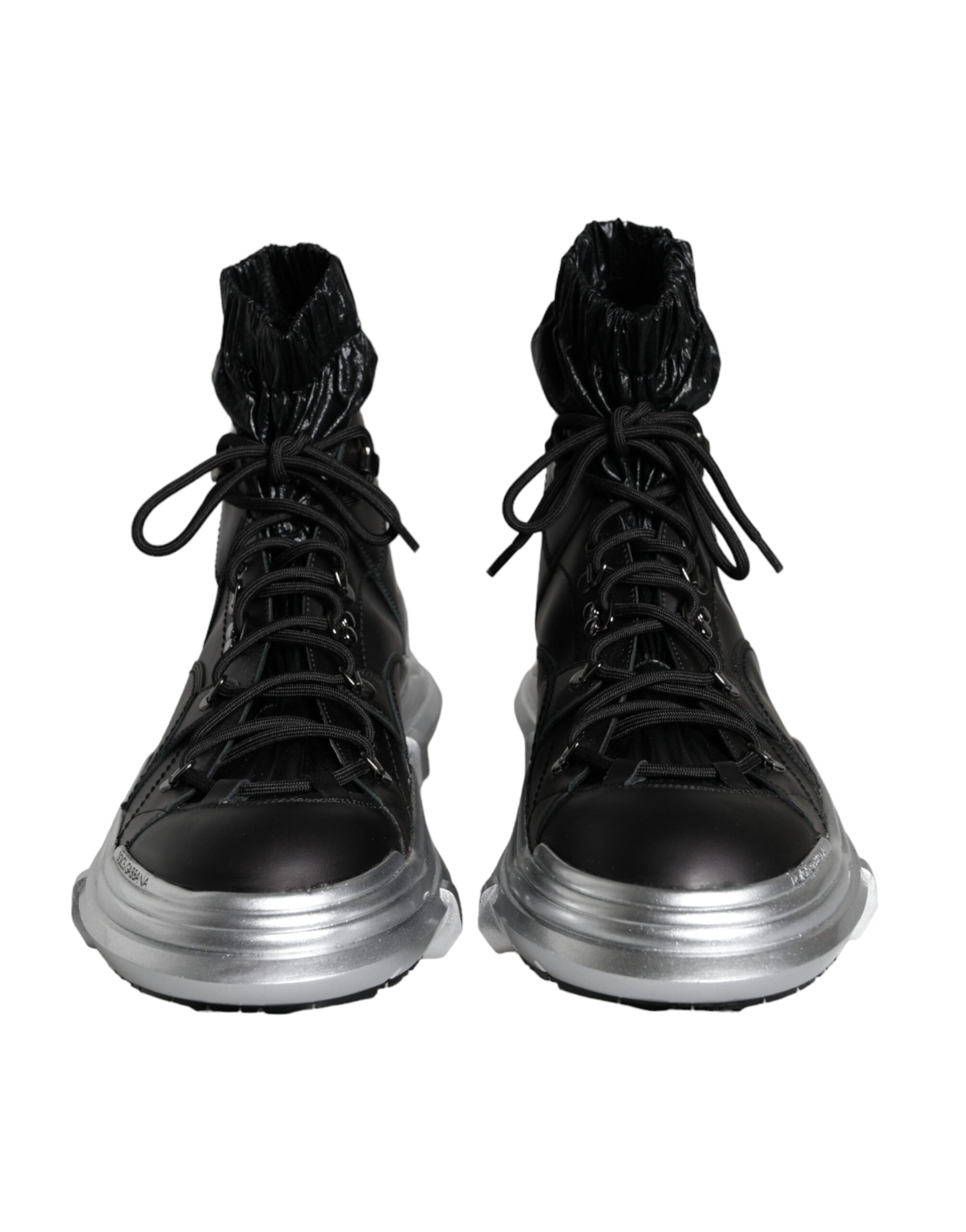 Dolce & Gabbana Black Nylon Galileo High Top Sneakers Shoes-2
