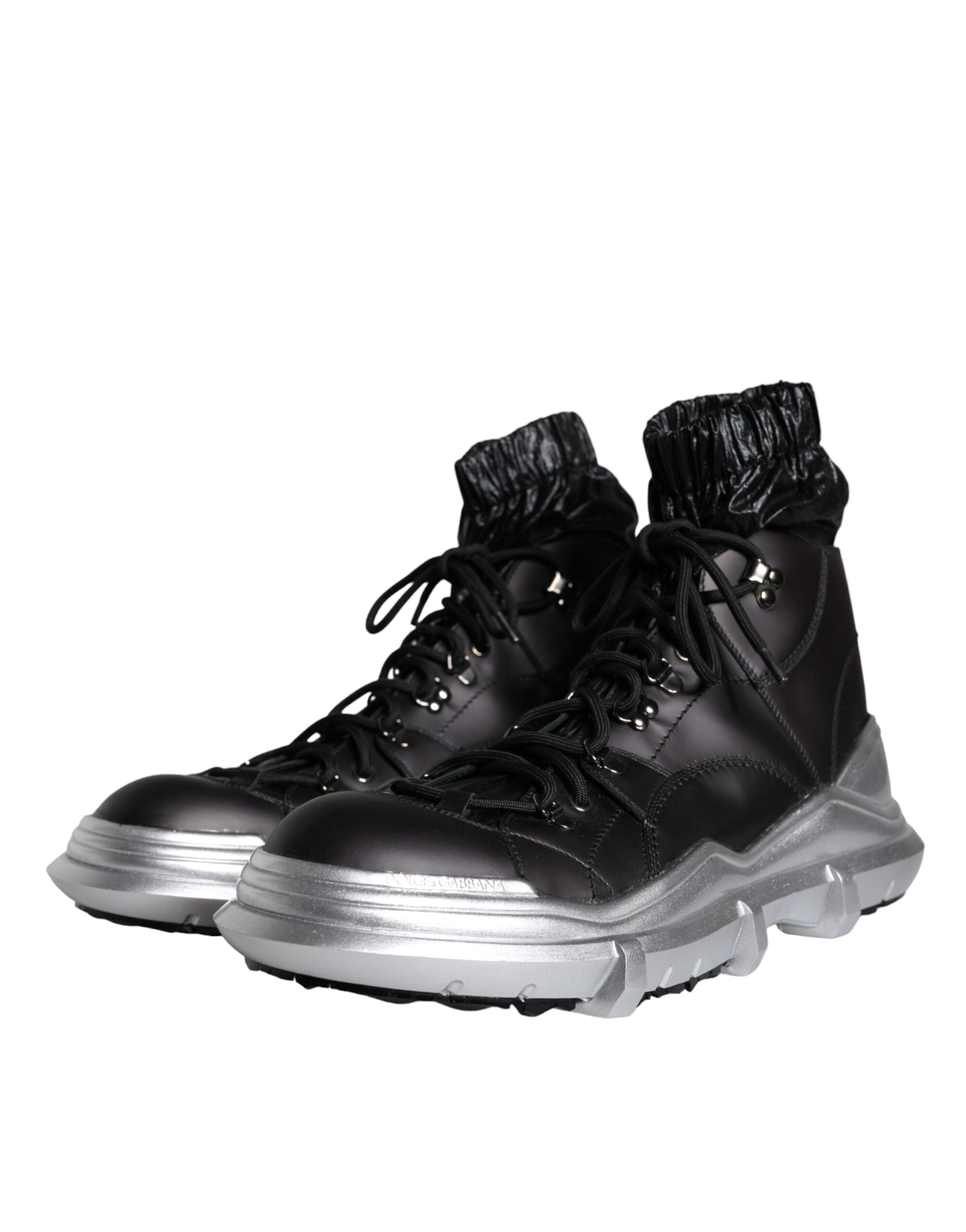 Dolce & Gabbana Black Nylon Galileo High Top Sneakers Shoes-3