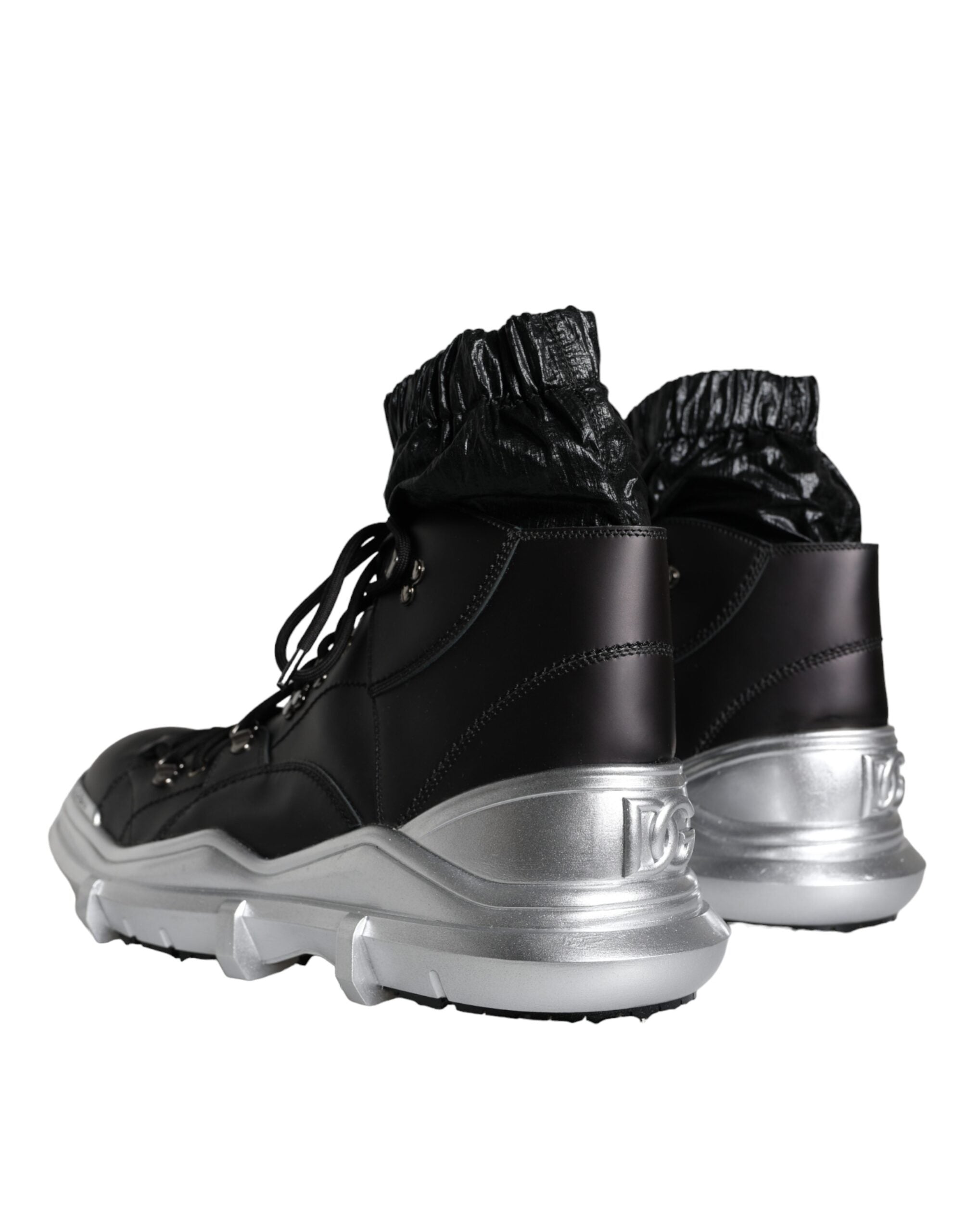 Dolce & Gabbana Black Nylon Galileo High Top Sneakers Shoes-4
