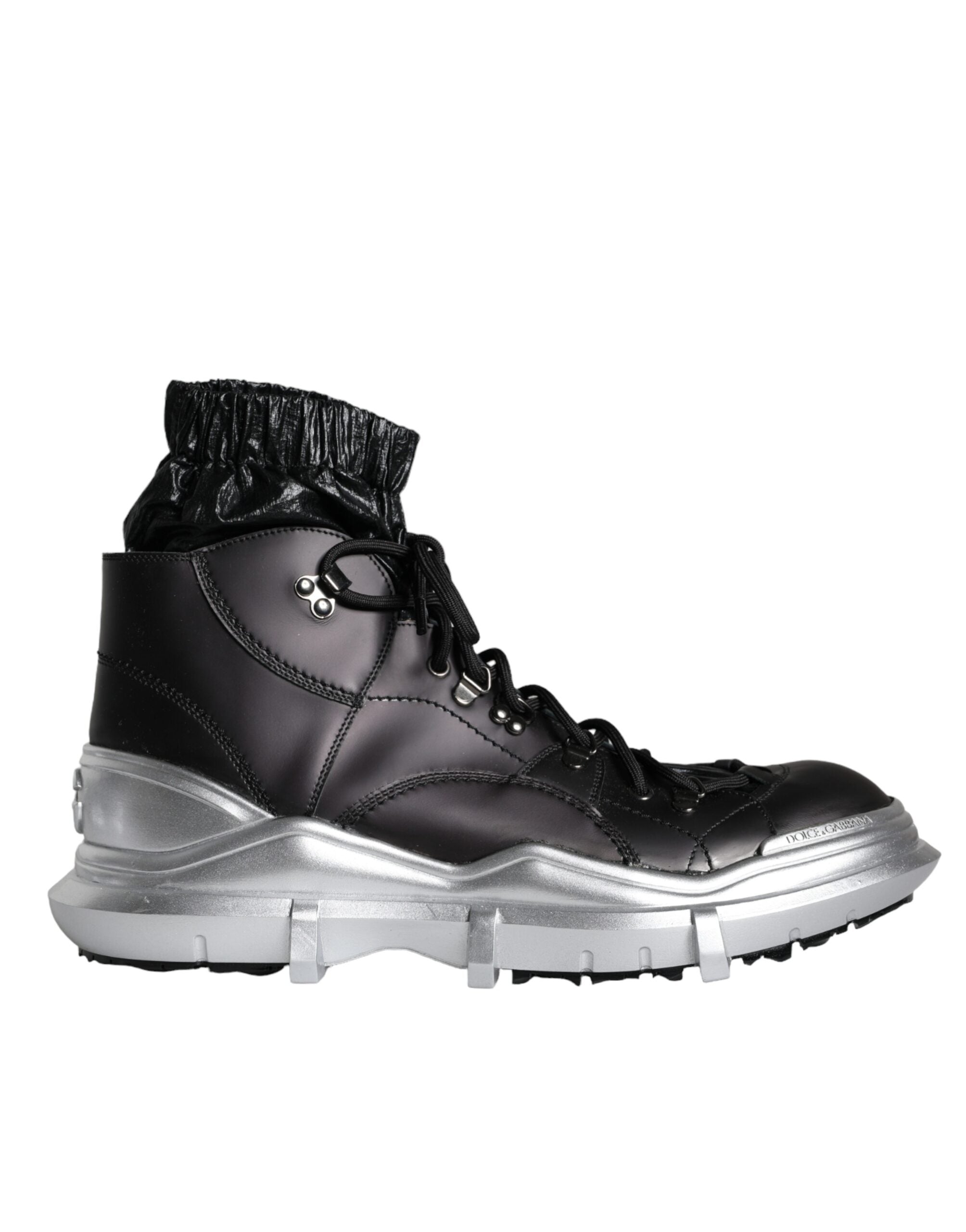 Dolce & Gabbana Black Nylon Galileo High Top Sneakers Shoes-1