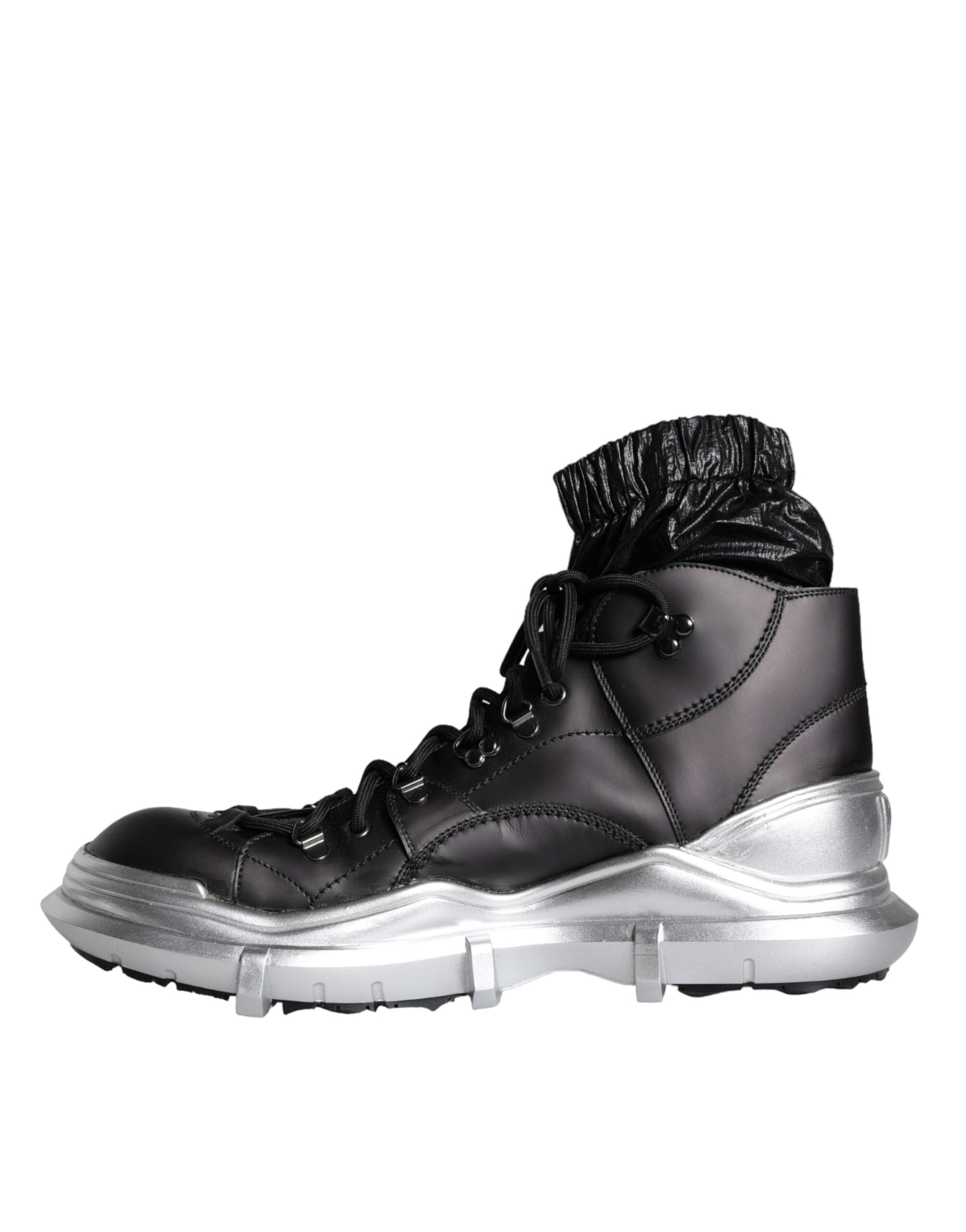 Dolce & Gabbana Black Nylon Galileo High Top Sneakers Shoes-6