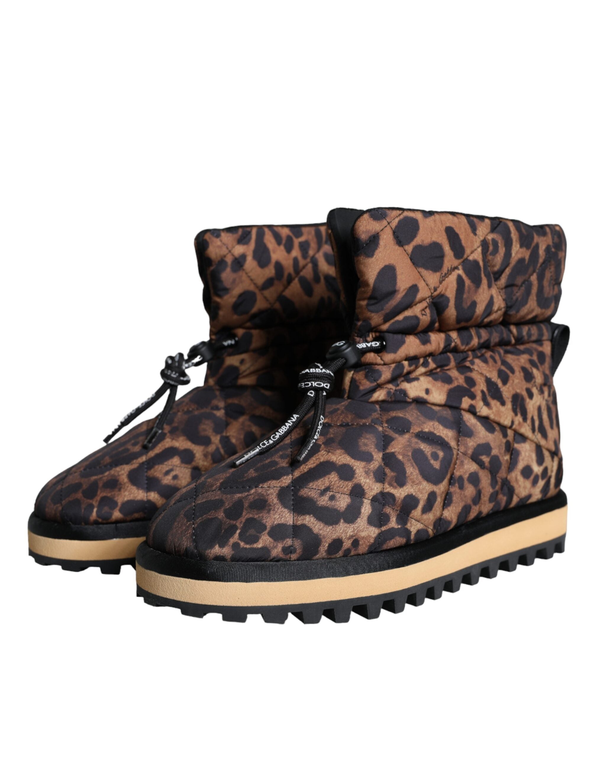 Dolce & Gabbana Brown Leopard Print Ankle Boots Cushioned Shoes-3