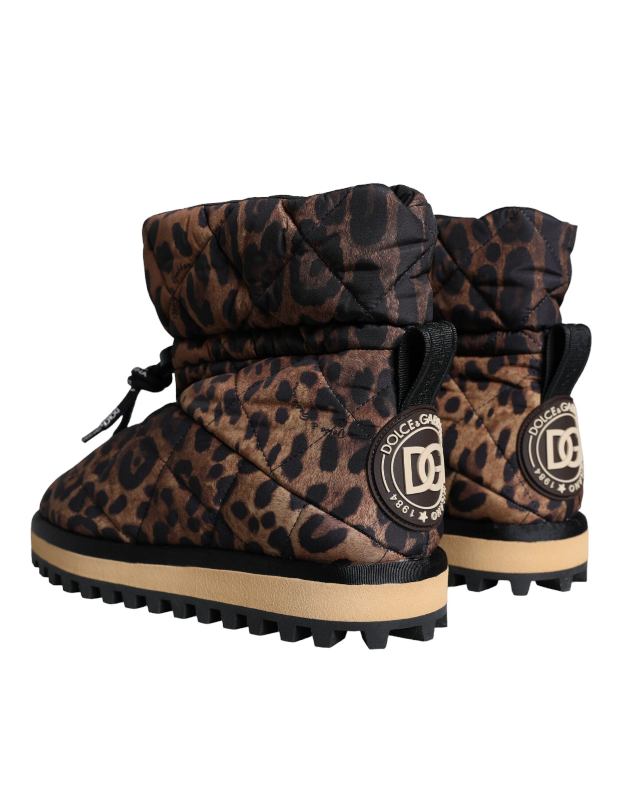 Dolce & Gabbana Brown Leopard Print Ankle Boots Cushioned Shoes-4