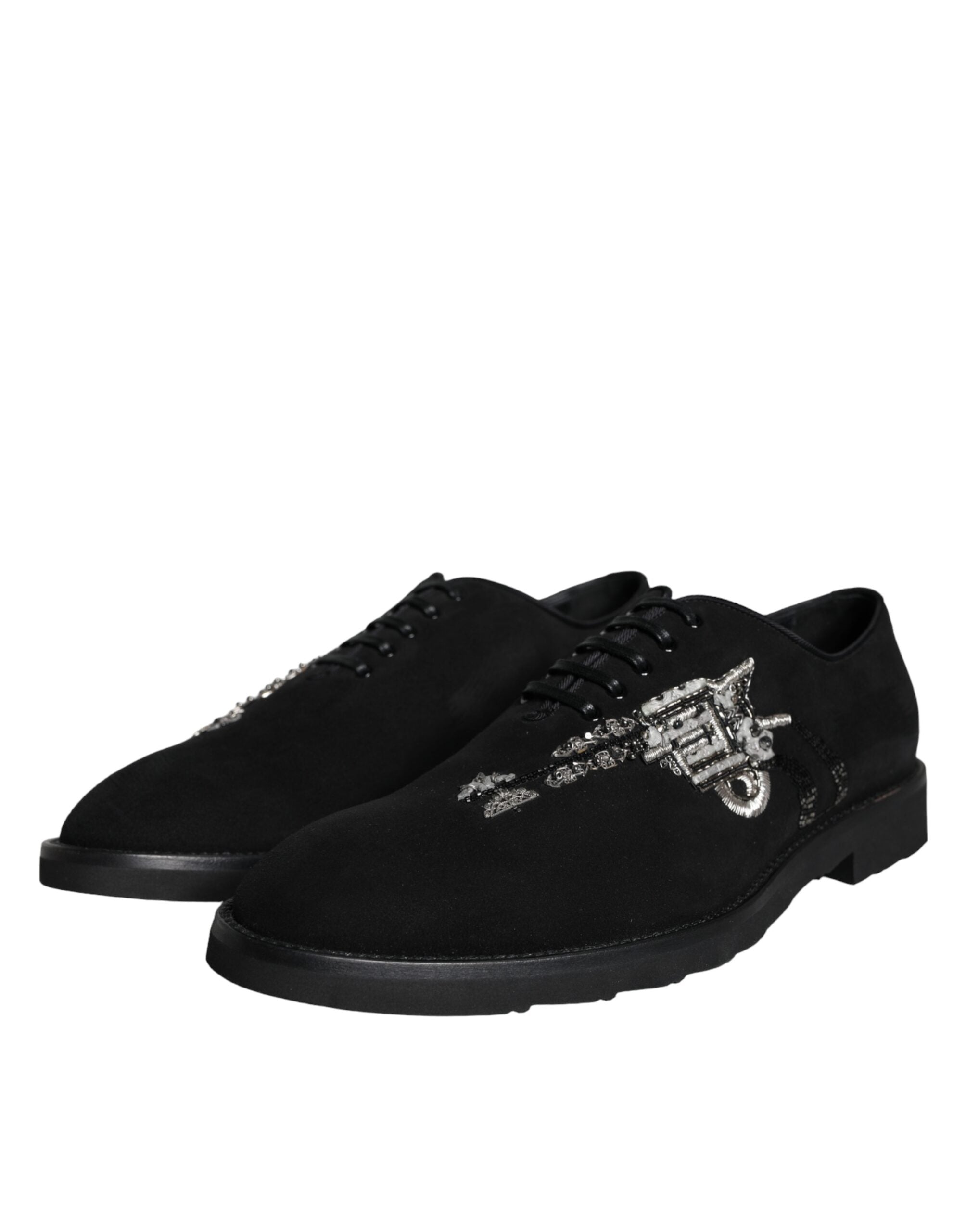 Dolce & Gabbana Schwarz Wildleder Sicilia Schnürschuhe Formal Schuhe-3