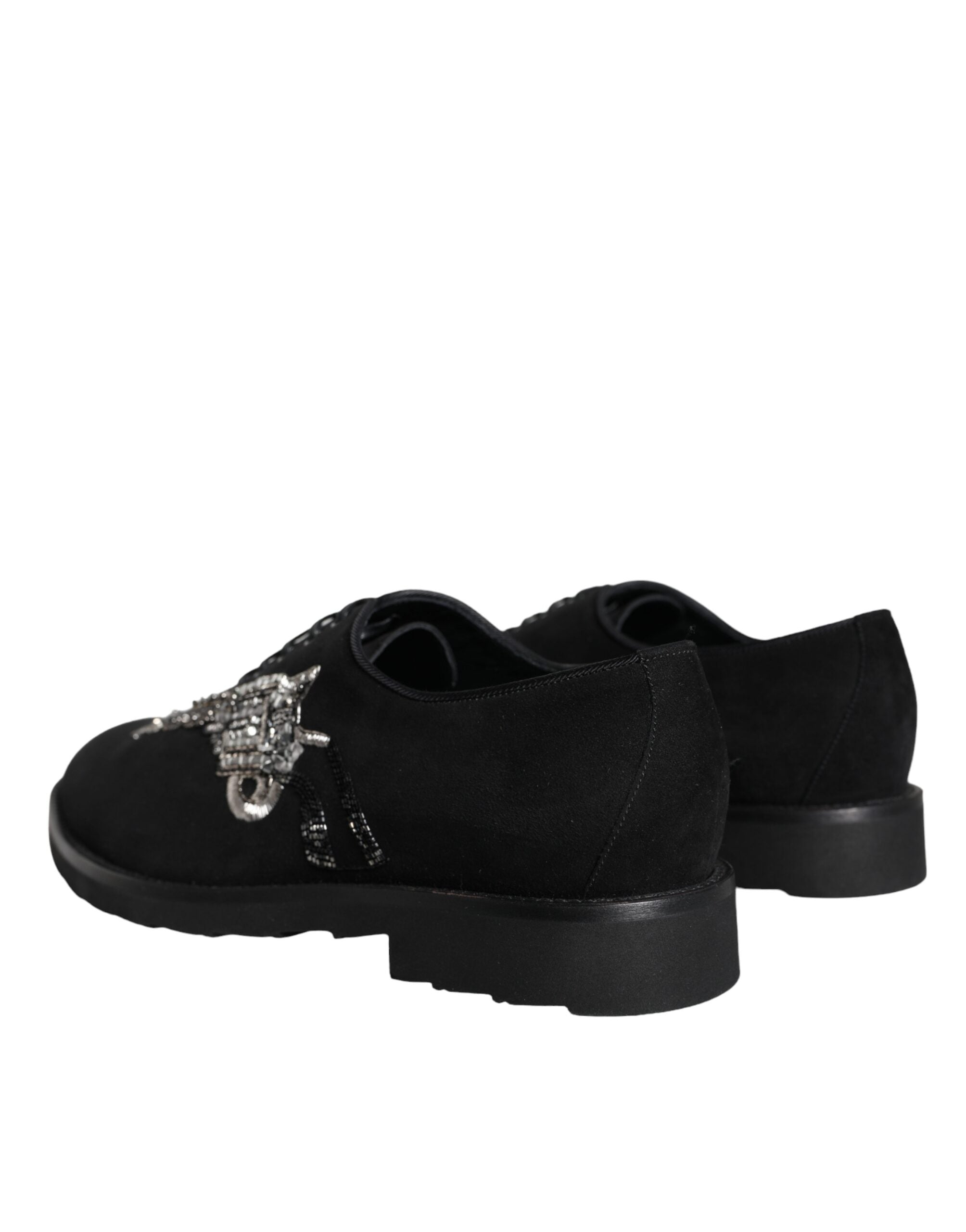 Dolce & Gabbana Schwarz Wildleder Sicilia Schnürschuhe Formal Schuhe-4