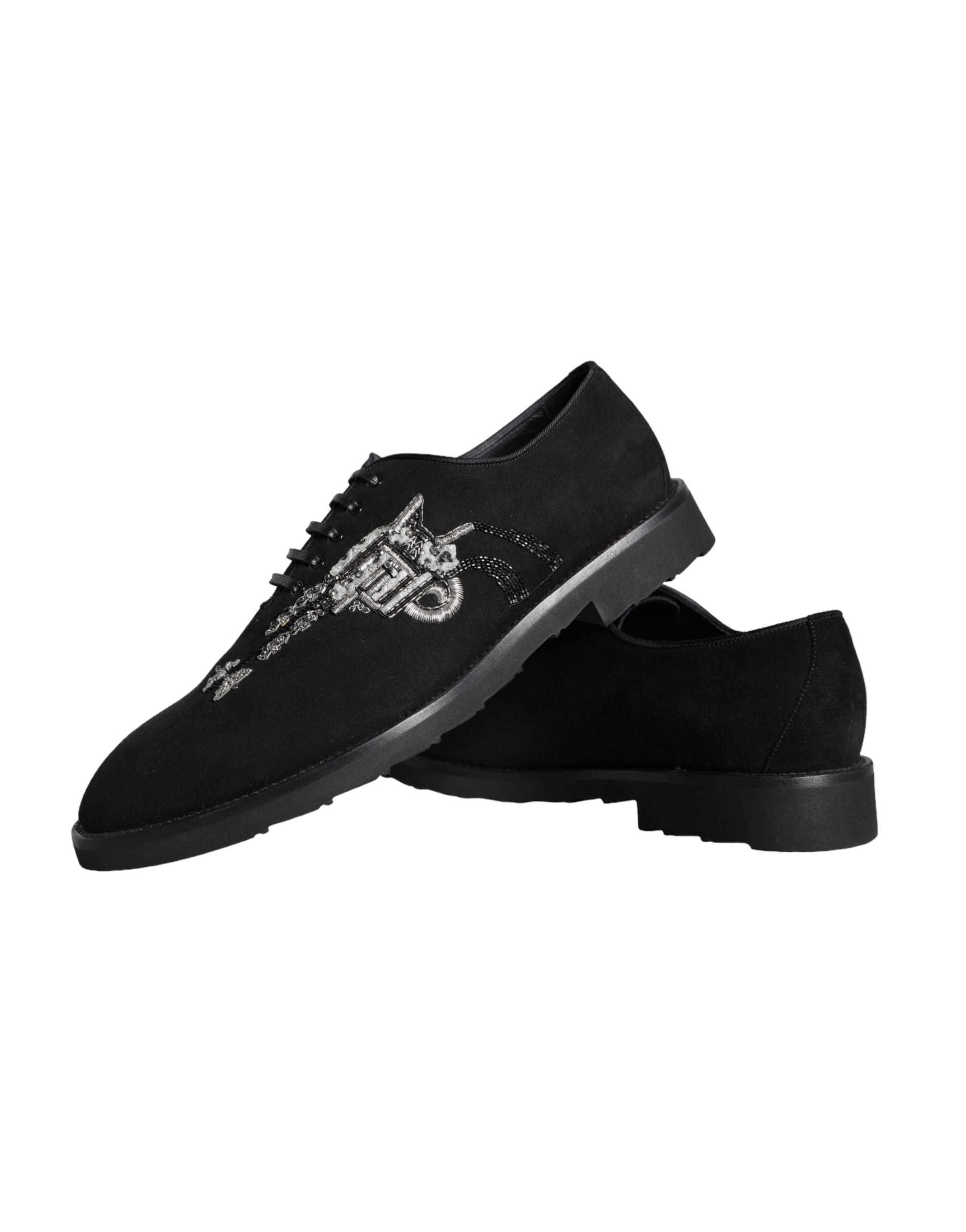 Dolce & Gabbana Schwarz Wildleder Sicilia Schnürschuhe Formal Schuhe-8