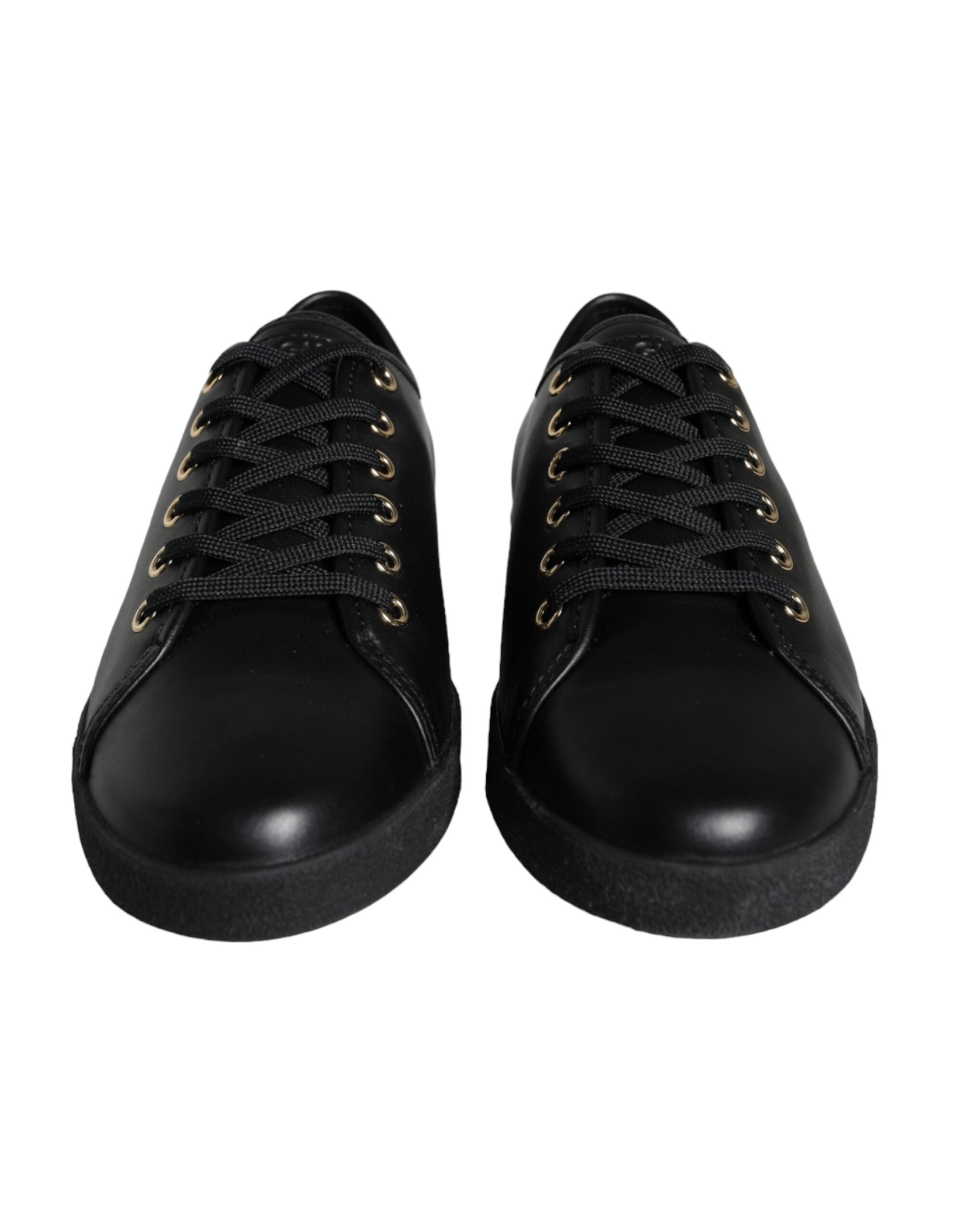 Dolce & Gabbana Schwarz Gold Leder Klassische Sneakers Schuhe-2