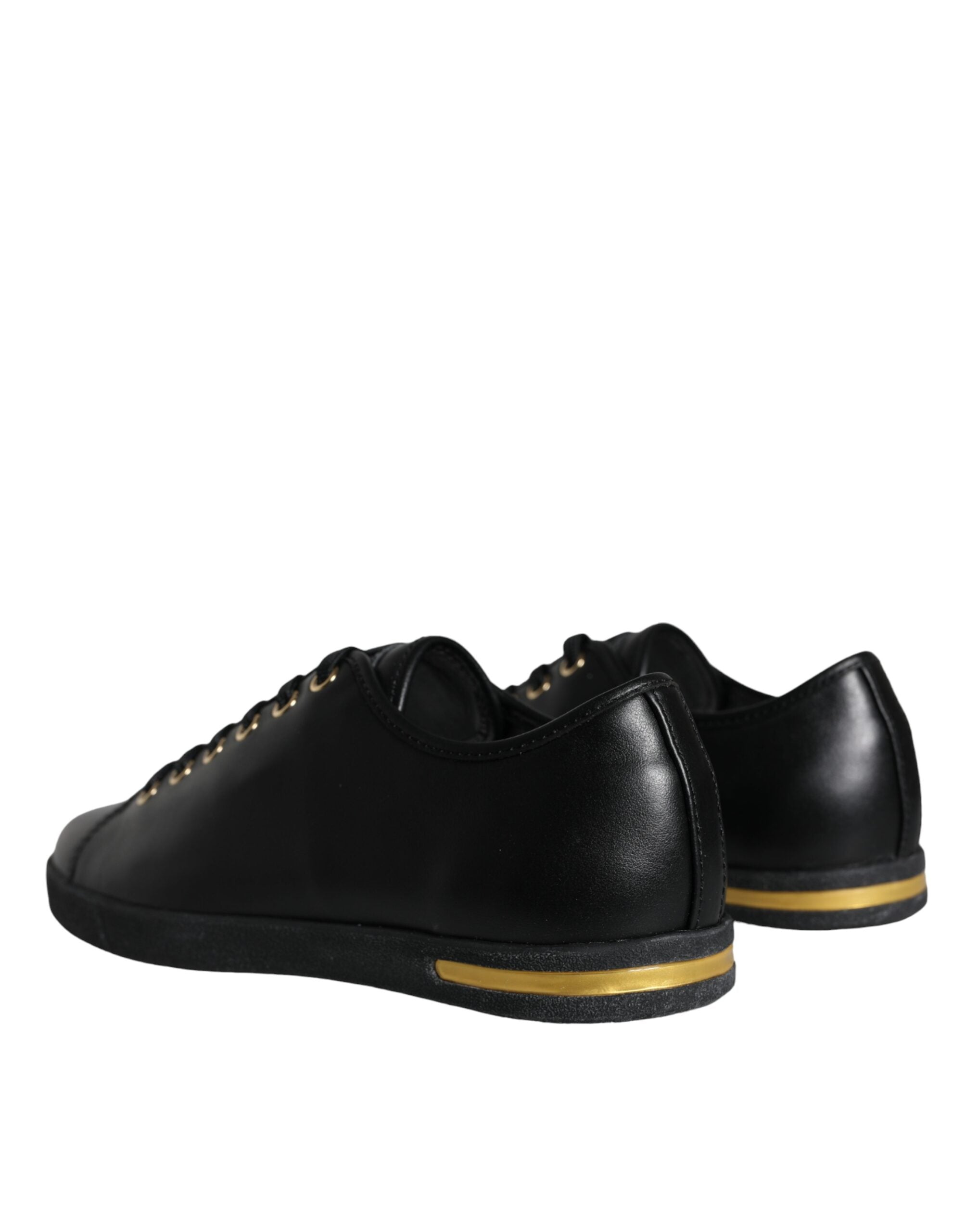 Dolce & Gabbana Schwarz Gold Leder Klassische Sneakers Schuhe-4