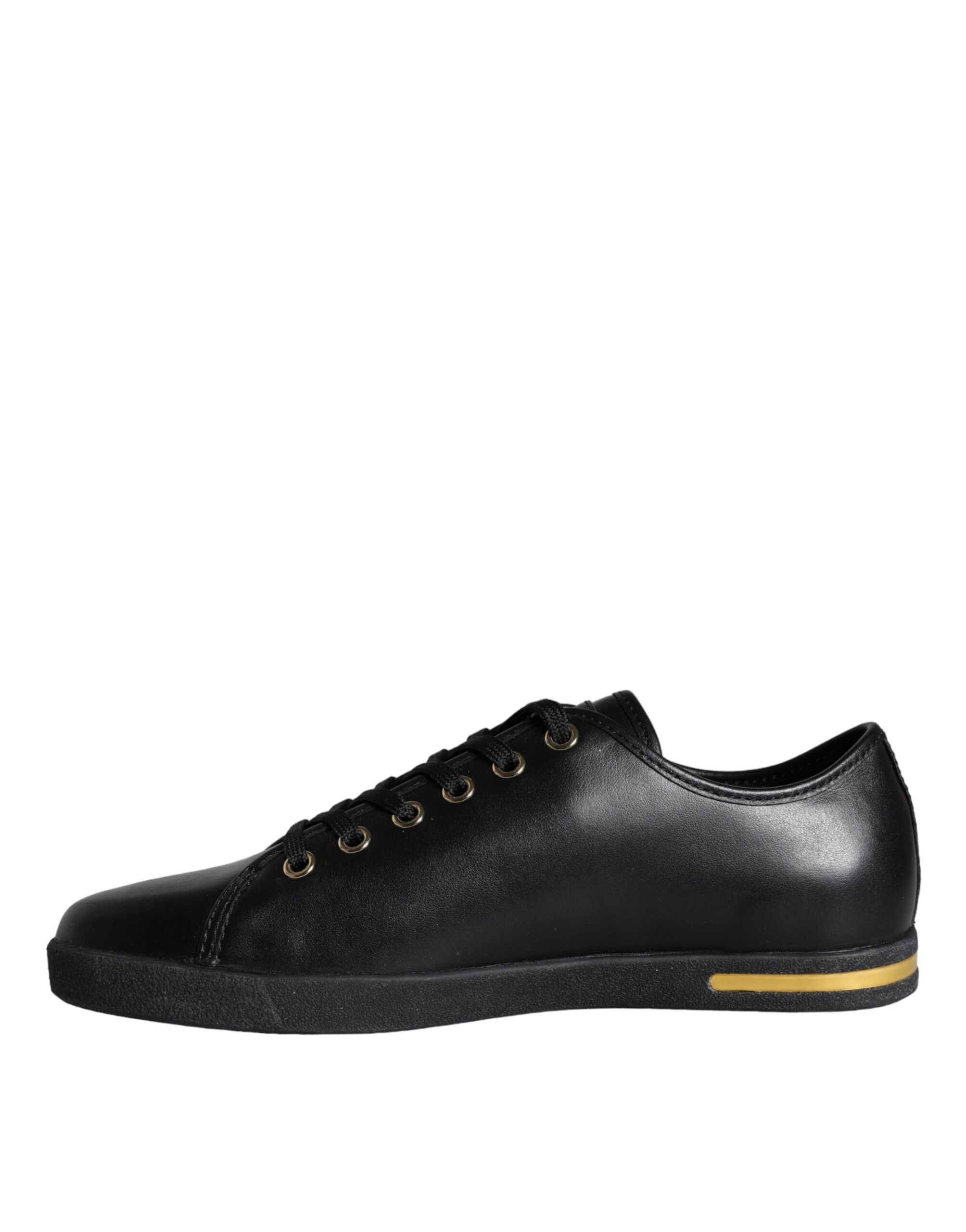 Dolce & Gabbana Schwarz Gold Leder Klassische Sneakers Schuhe-5