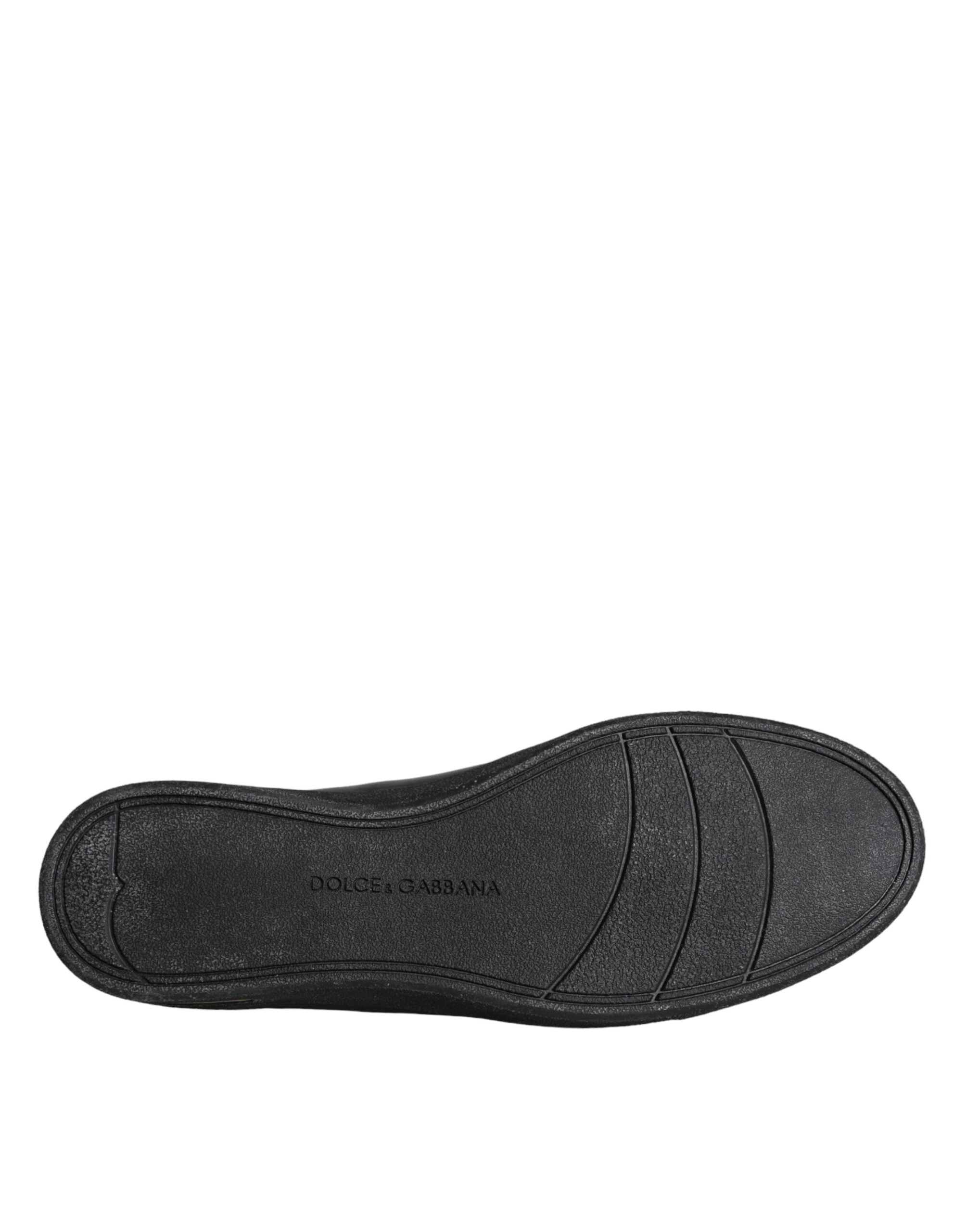 Dolce & Gabbana Schwarz Gold Leder Klassische Sneakers Schuhe-6