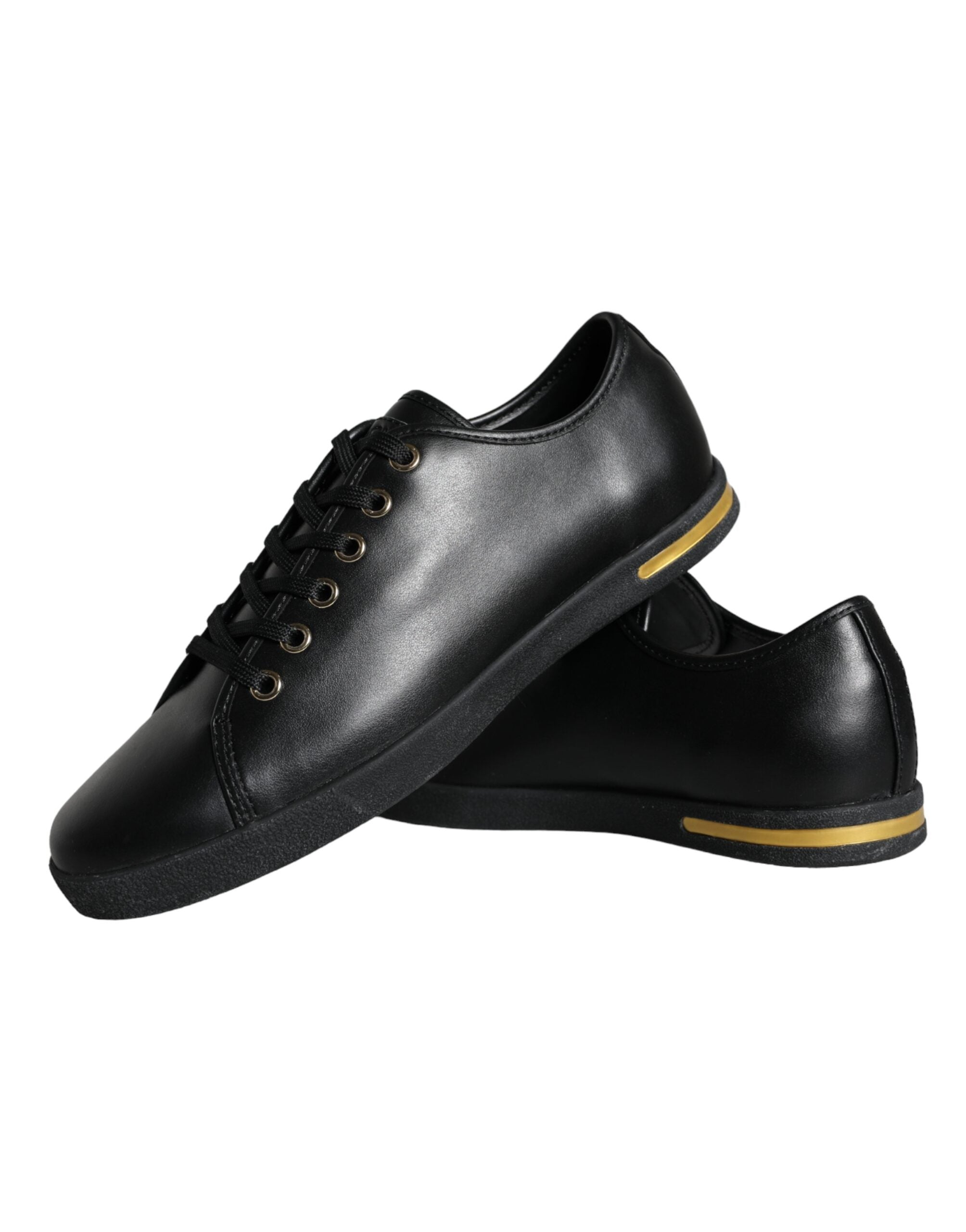 Dolce & Gabbana Schwarz Gold Leder Klassische Sneakers Schuhe-7