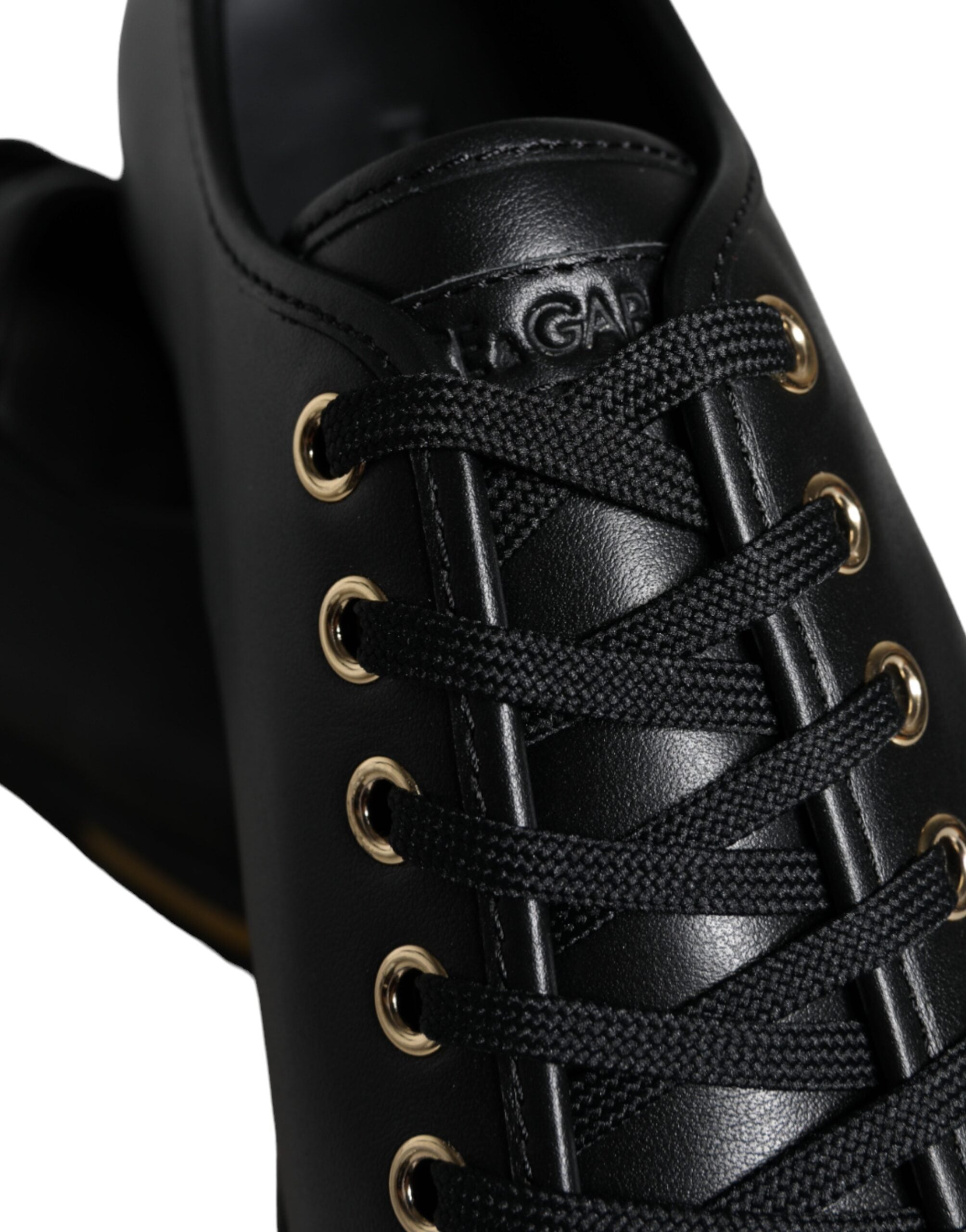 Dolce & Gabbana Schwarz Gold Leder Klassische Sneakers Schuhe-8