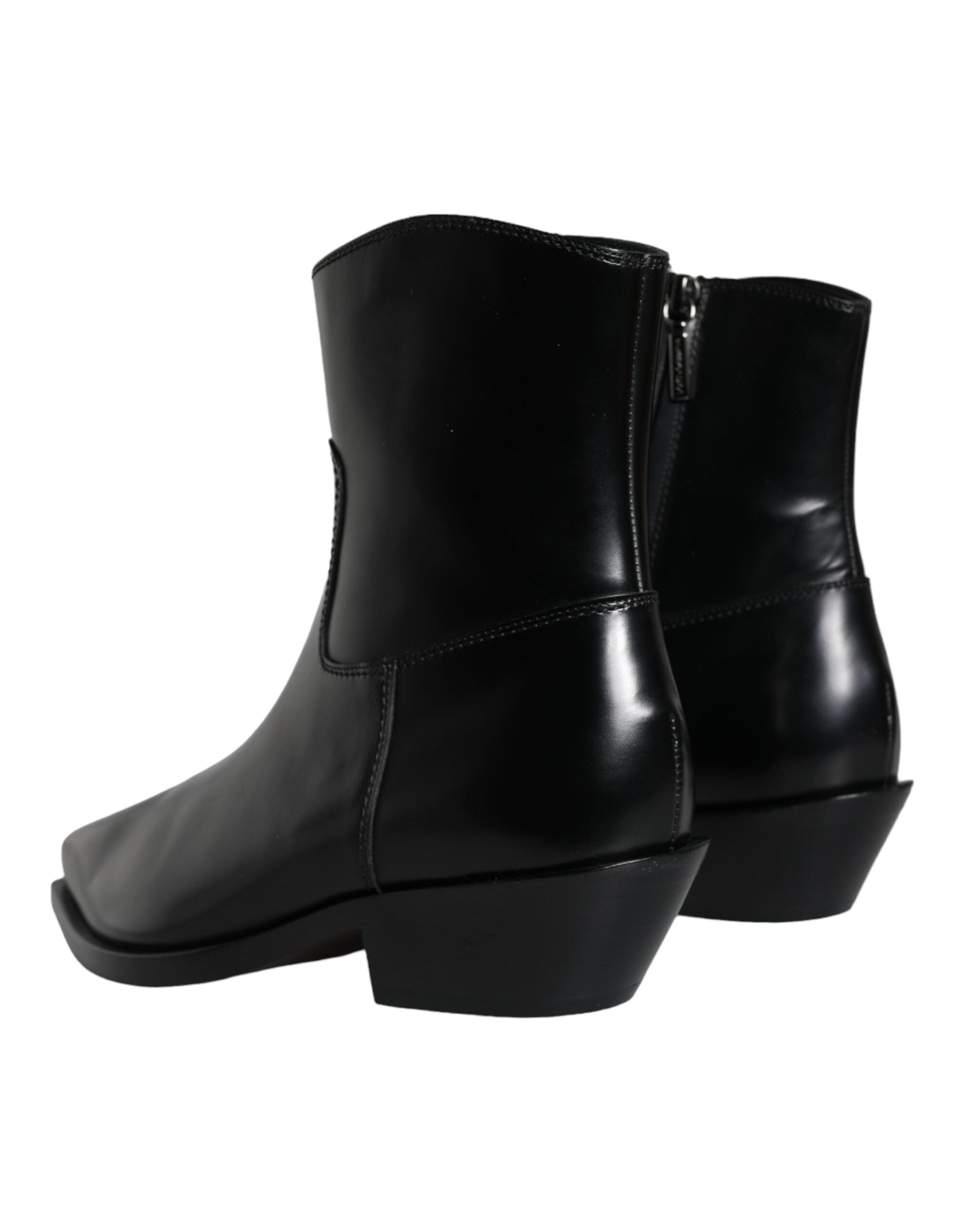 Dolce & Gabbana Schwarze Leder Stiefeletten Booties Schuhe-4