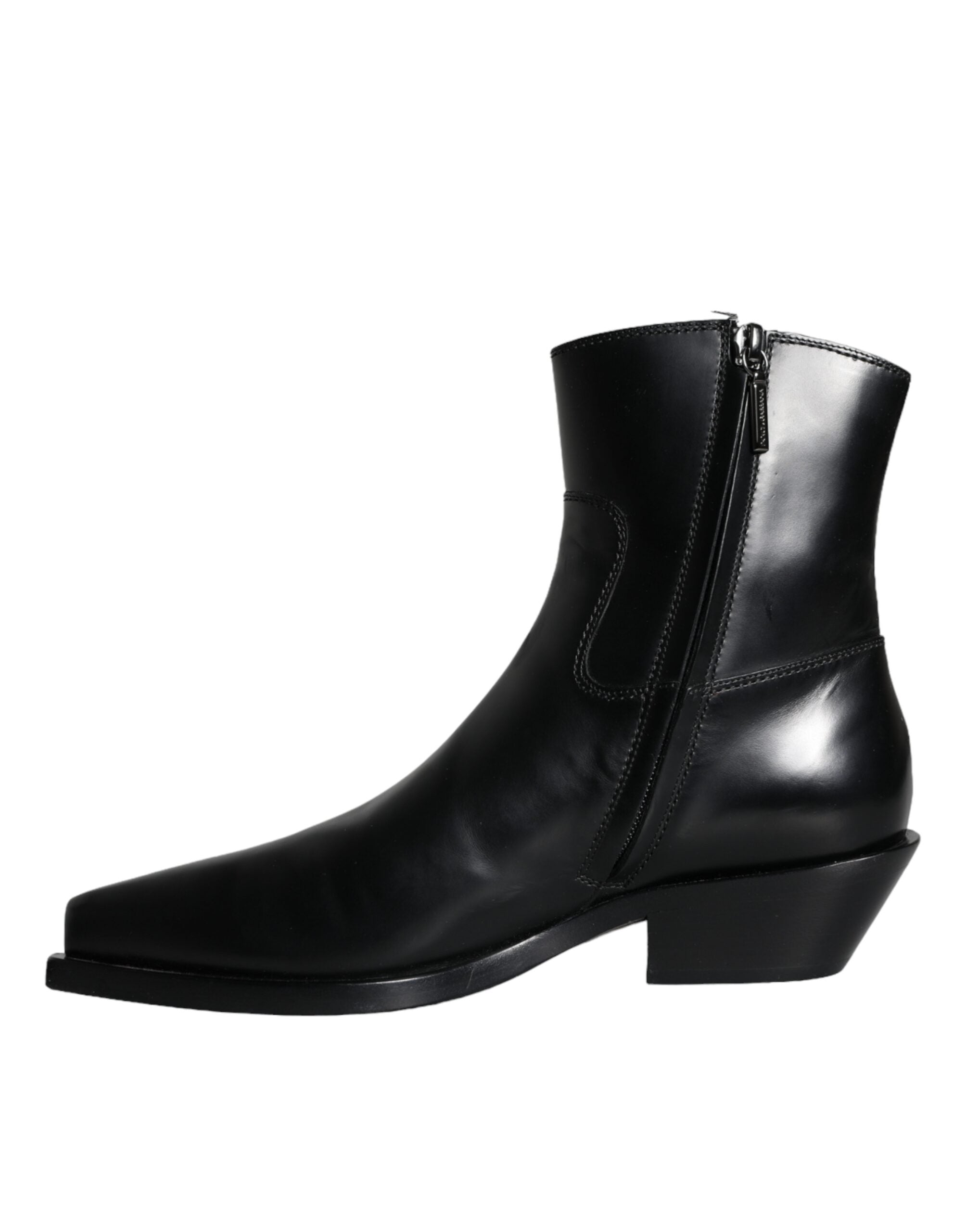 Dolce & Gabbana Schwarze Leder Stiefeletten Booties Schuhe-5