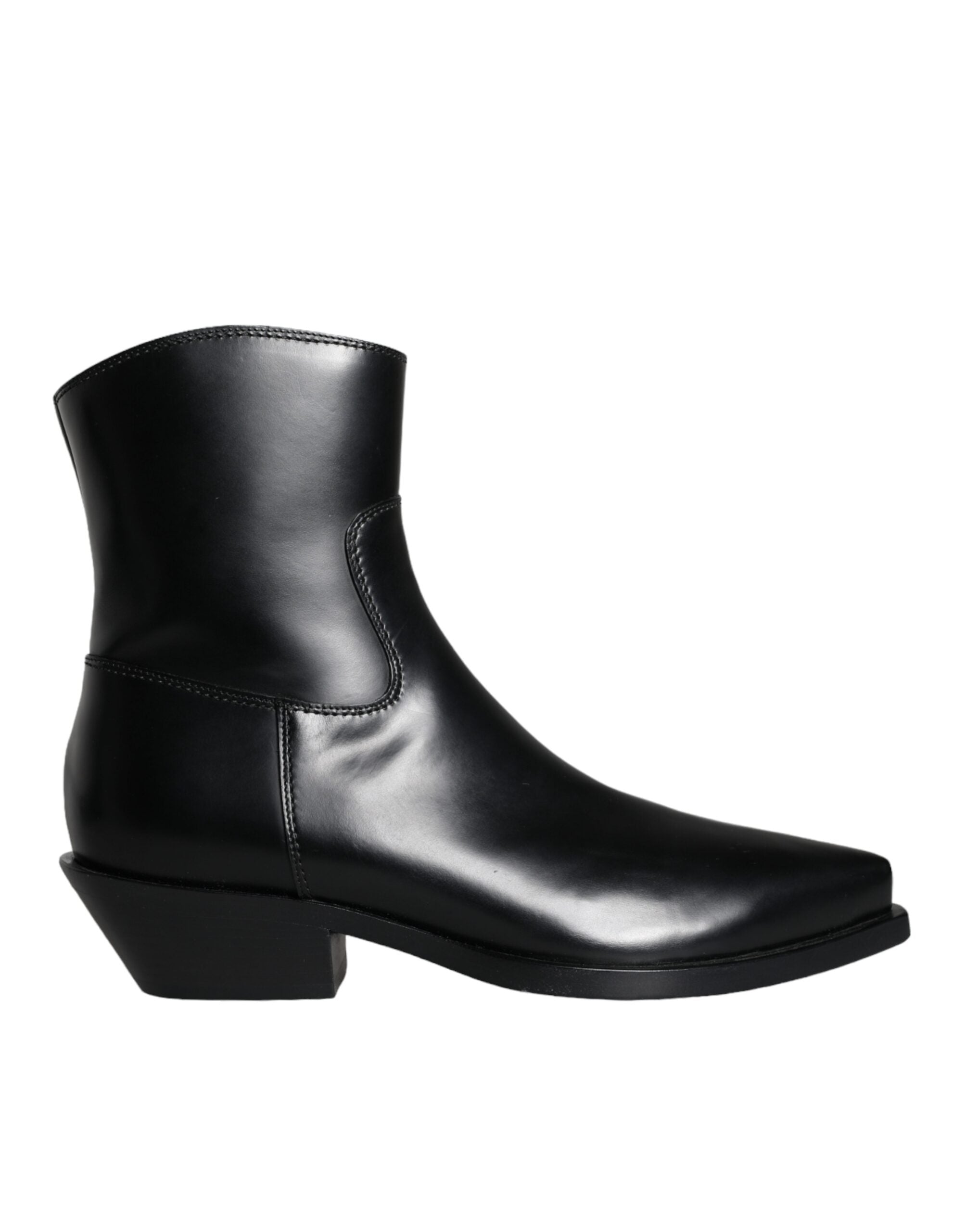 Dolce & Gabbana Schwarze Leder Stiefeletten Booties Schuhe-1