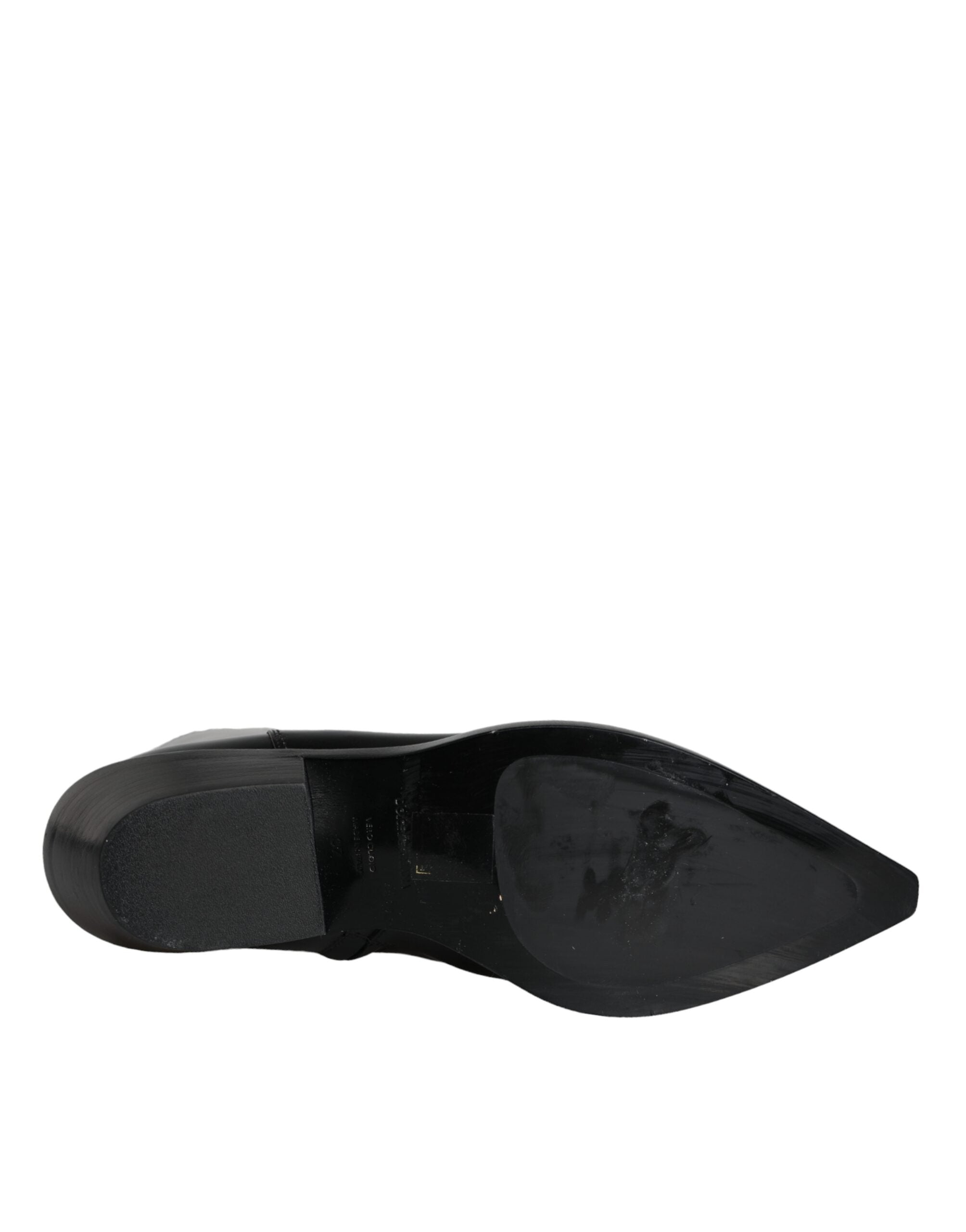 Dolce & Gabbana Schwarze Leder Stiefeletten Booties Schuhe-7