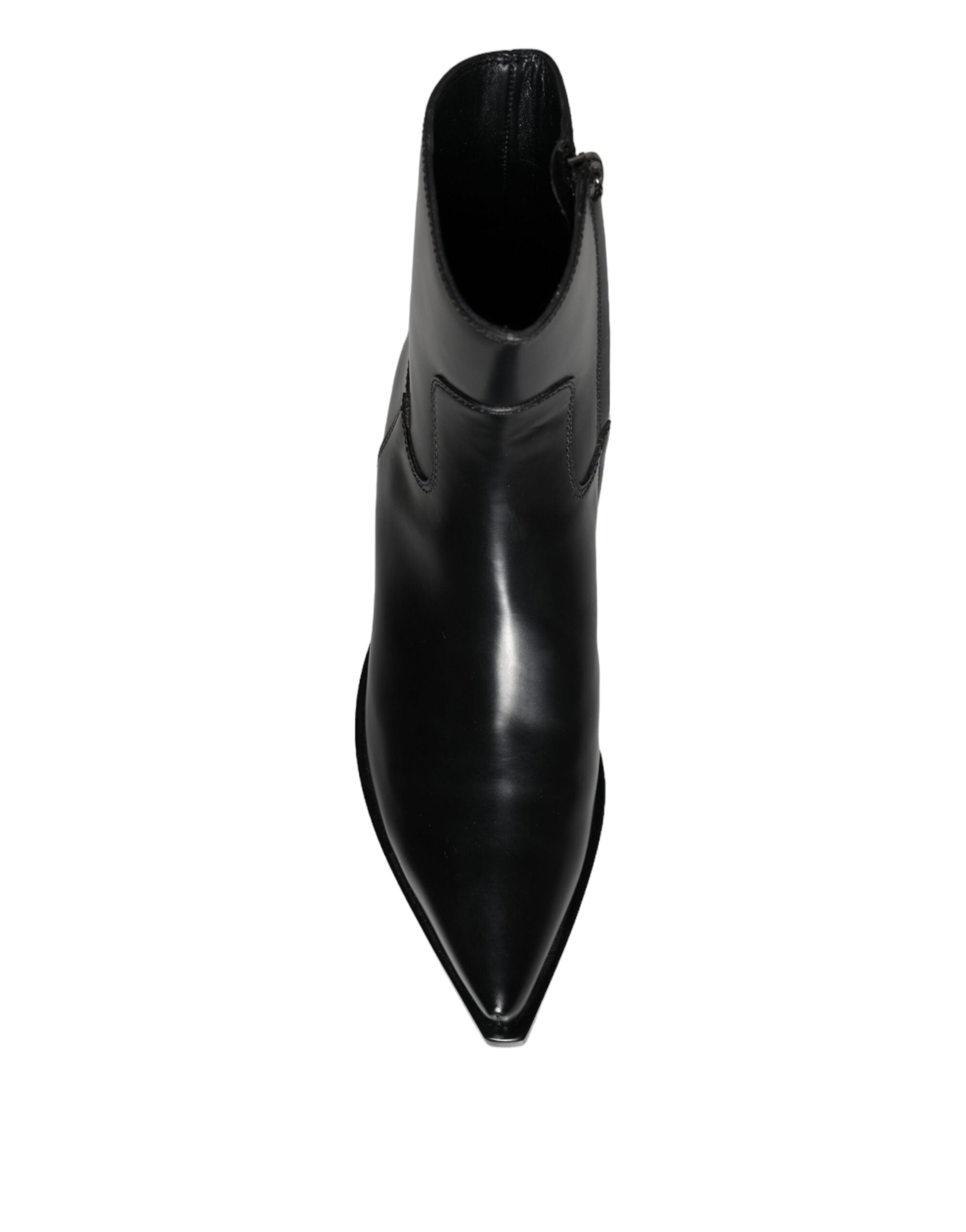 Dolce & Gabbana Schwarze Leder Stiefeletten Booties Schuhe-8