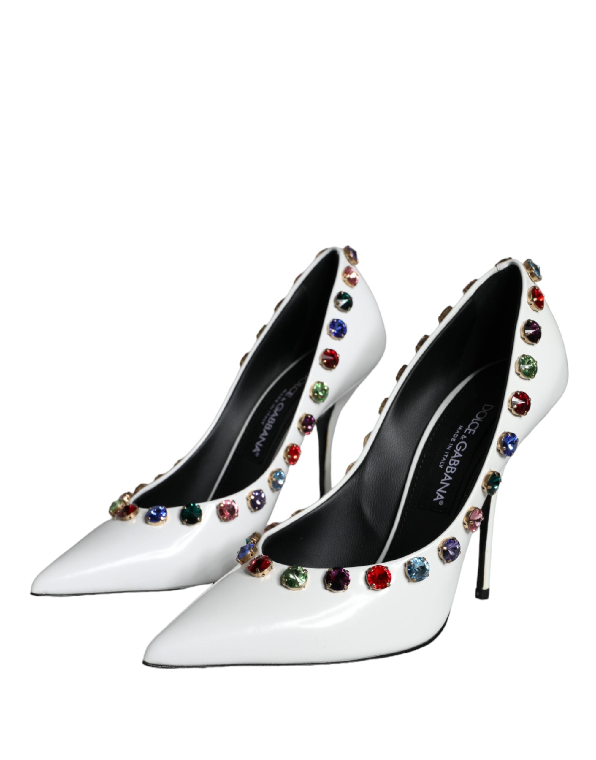 Zapatos de tacón alto de piel con cristales blancos de Dolce & Gabbana-3