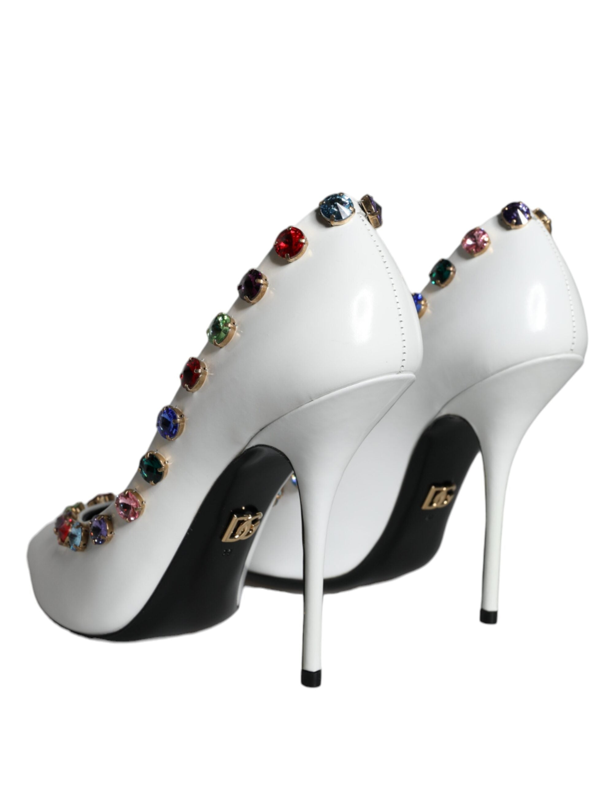 Zapatos de tacón alto de piel con cristales blancos de Dolce & Gabbana-4