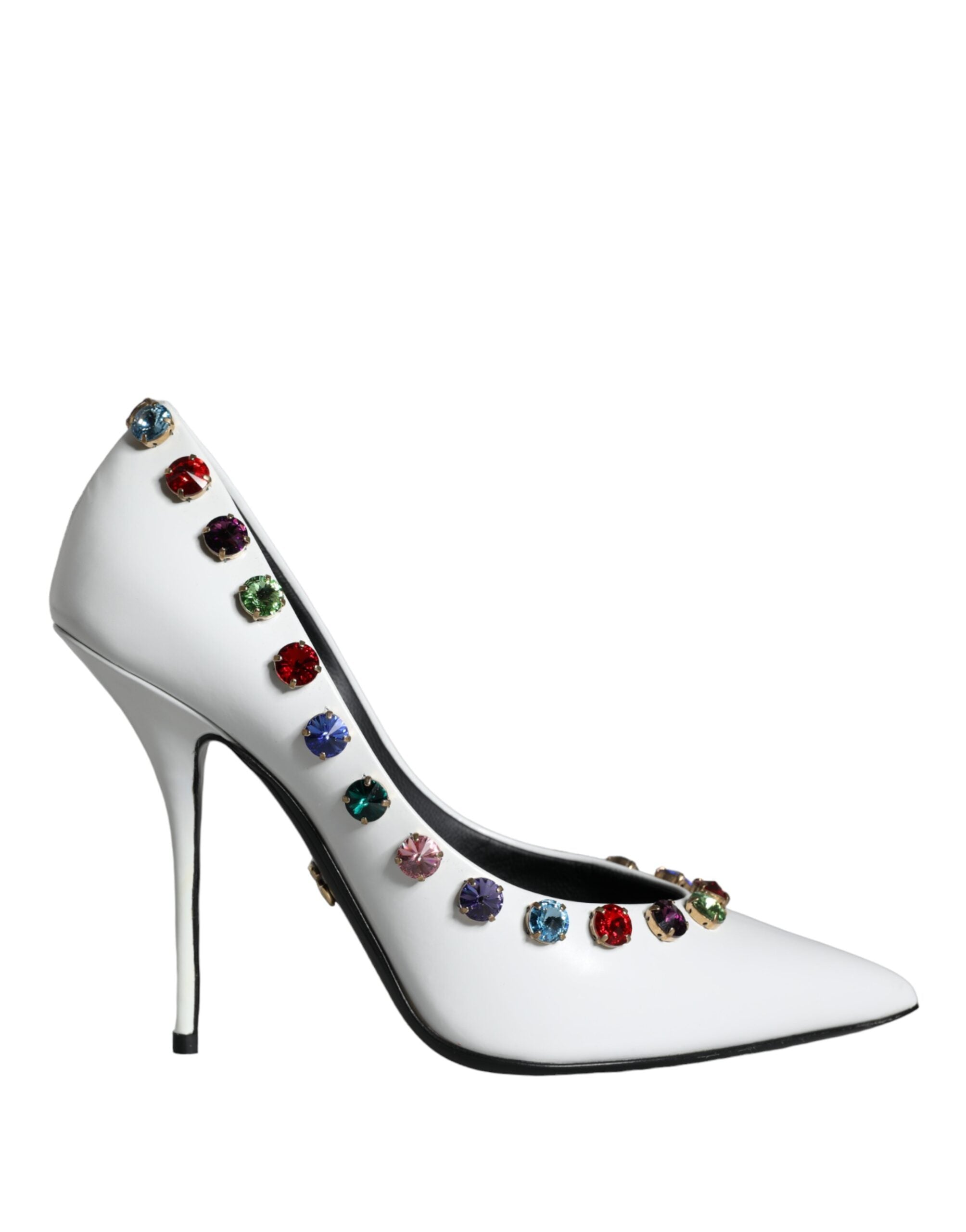 Zapatos de tacón alto de piel con cristales blancos de Dolce & Gabbana-1