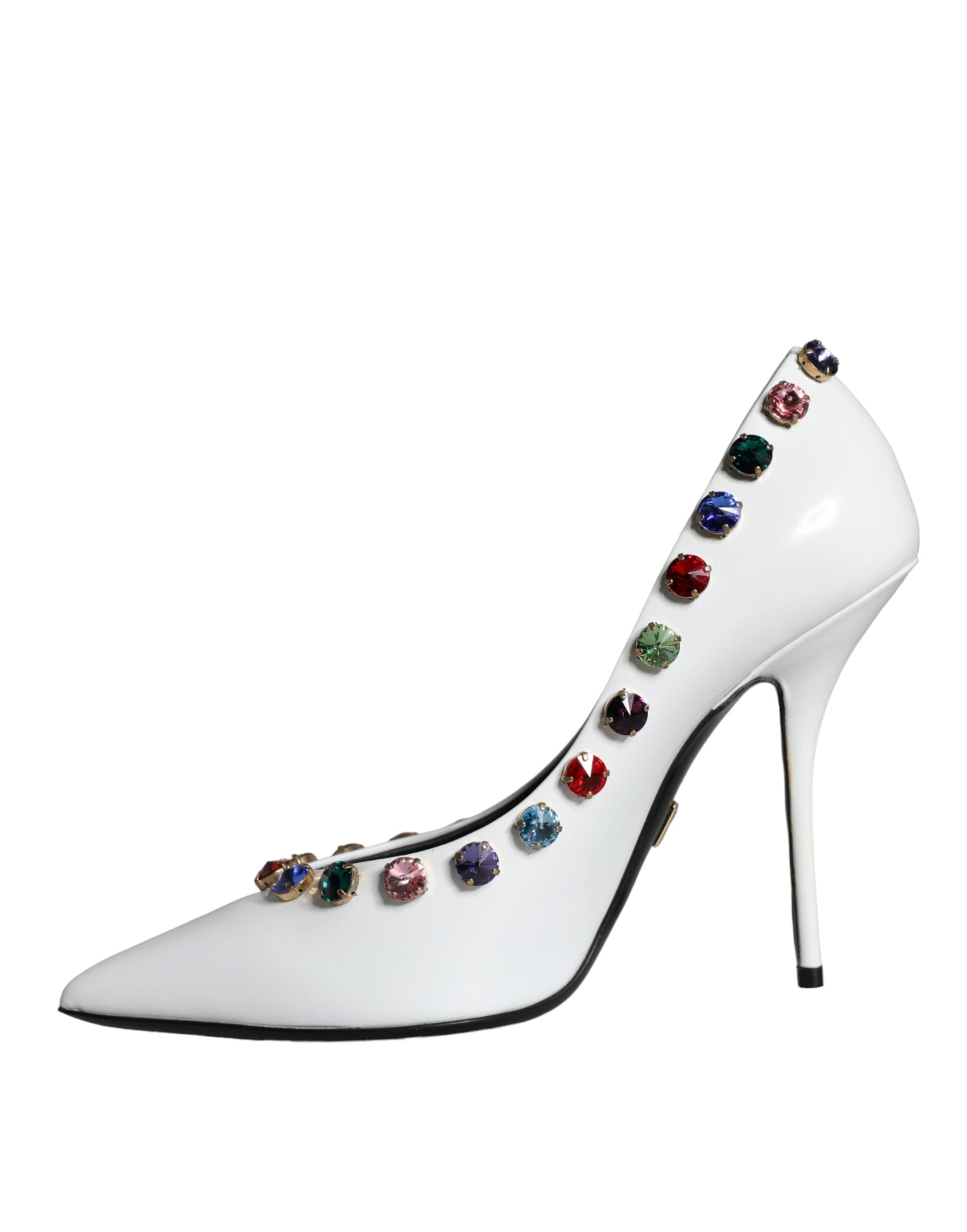 Zapatos de tacón alto de piel con cristales blancos de Dolce & Gabbana-5