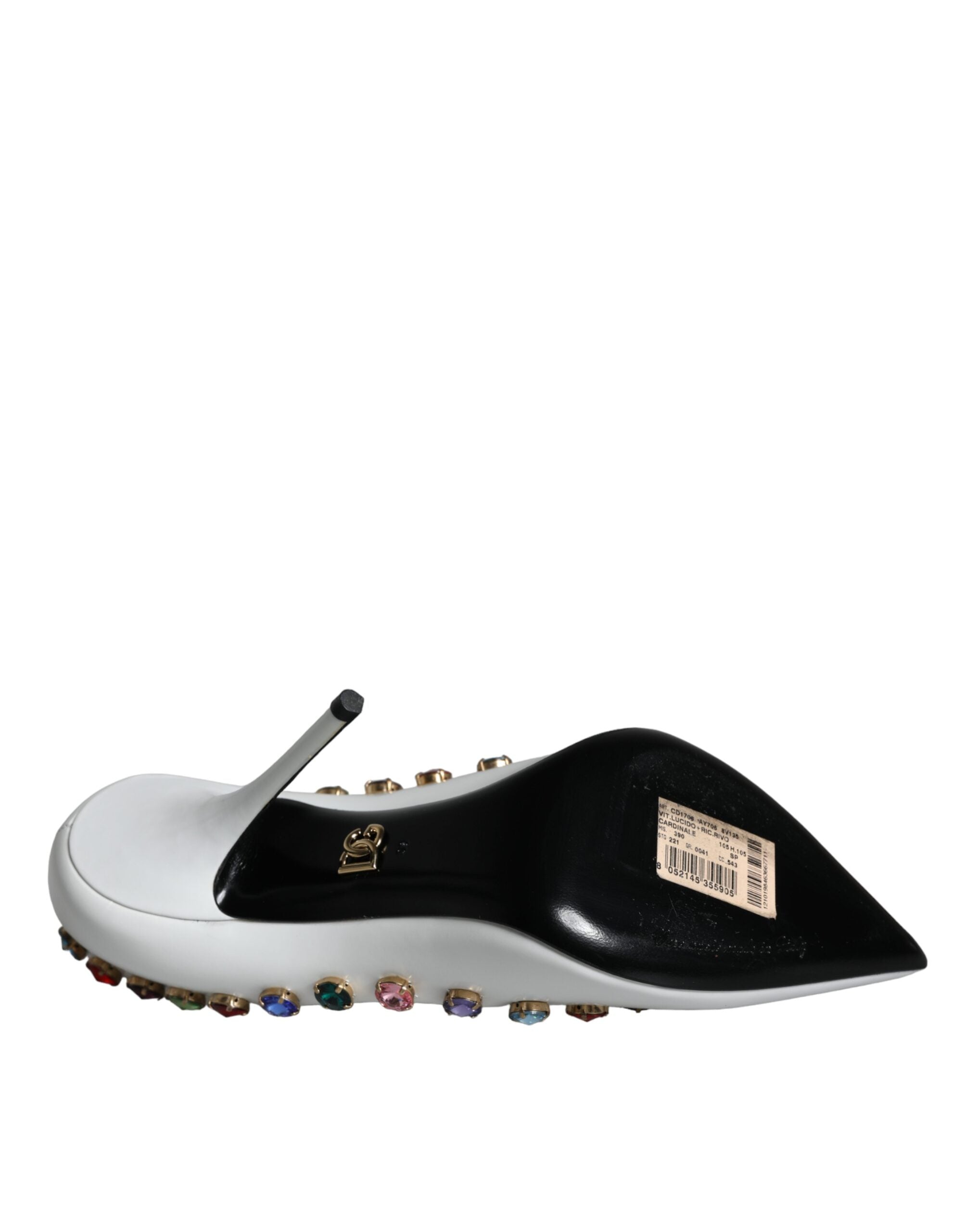 Zapatos de tacón alto de piel con cristales blancos de Dolce & Gabbana-6
