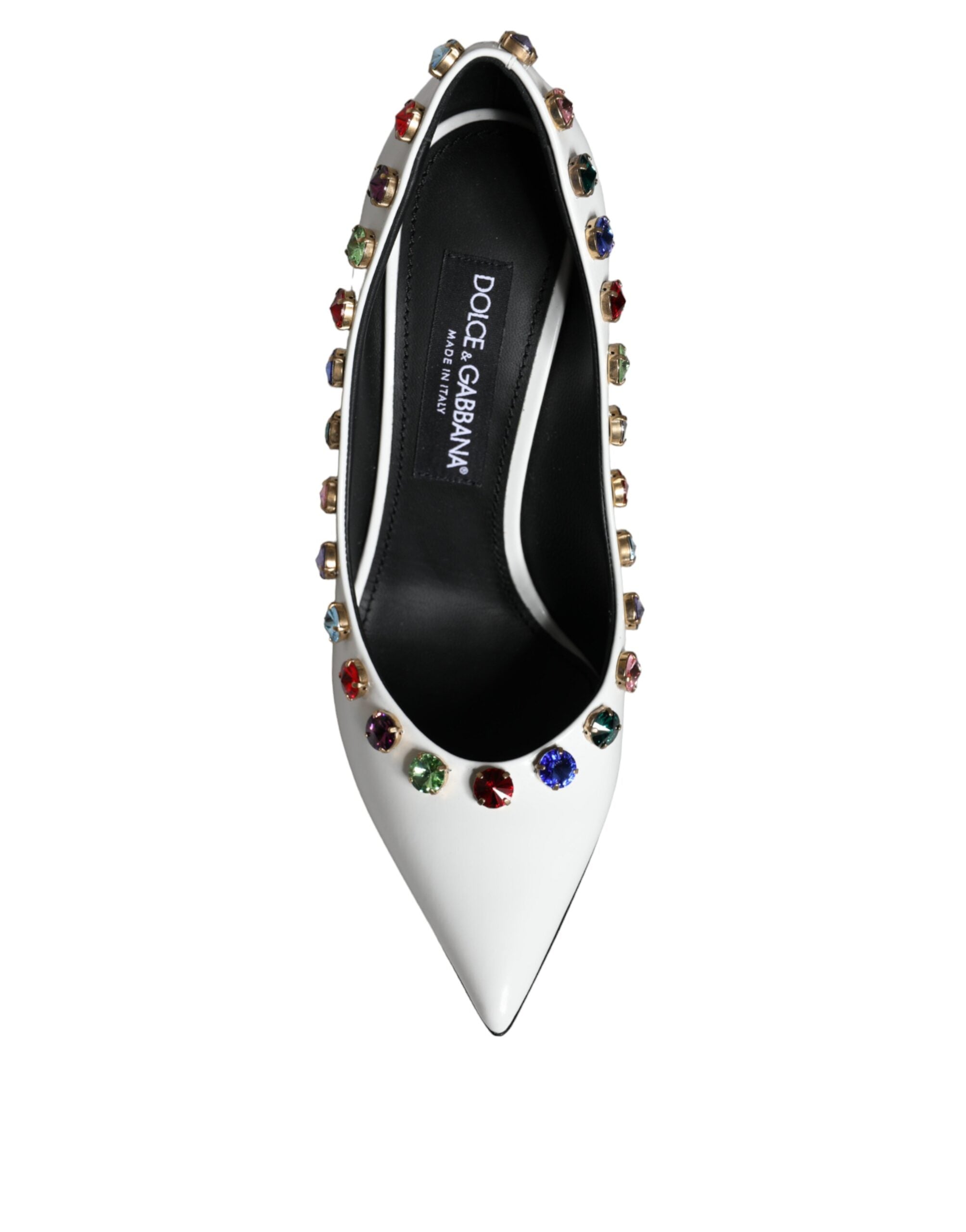 Zapatos de tacón alto de piel con cristales blancos de Dolce & Gabbana-8